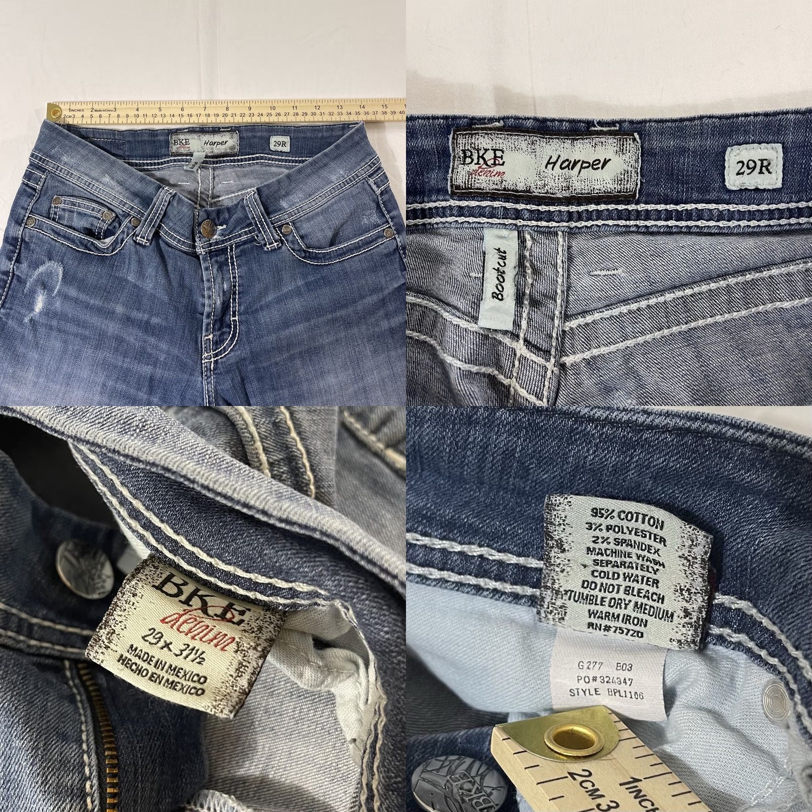 Vintage BKE Harper Jeans Bootcut Denim 29R Women Regular 29 Blue 5-Pocket Stretch Size 29" - 8 Thumbnail