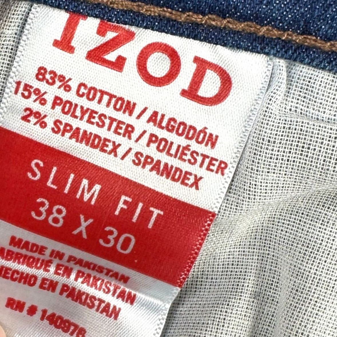 Izod VINTAGE Izod Sport Flex Men Slim Jeans 38X30 Blue 5 Pockets Performance Tech Stretch NEW Size US 38 / EU 54 - 4 Thumbnail