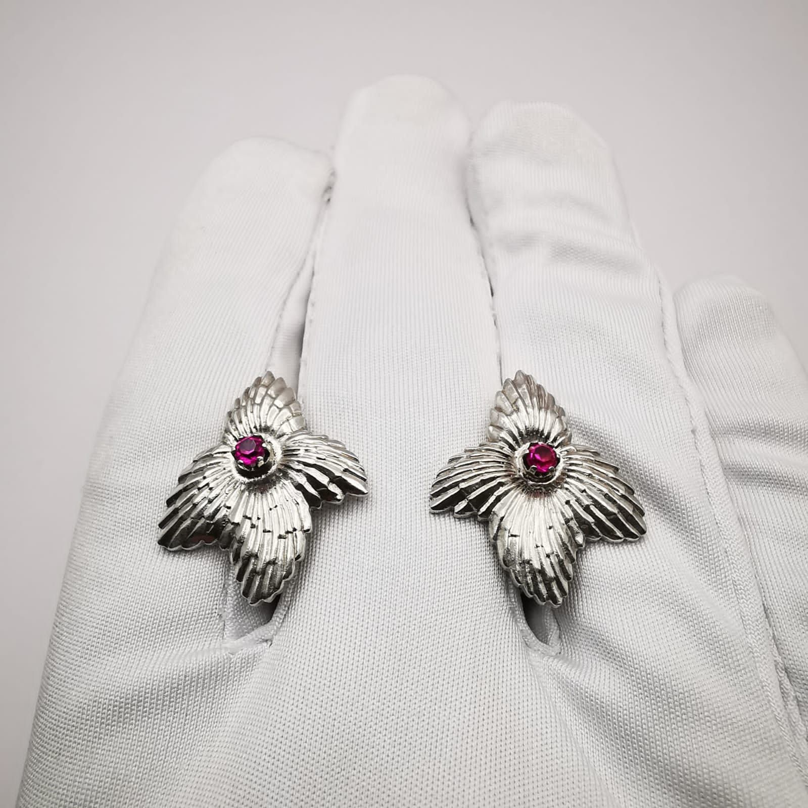 Sterling Silver × Vintage Vintage, Jewelry Earrings 925 Sterling Silver, Ruby Size ONE SIZE - 5 Thumbnail