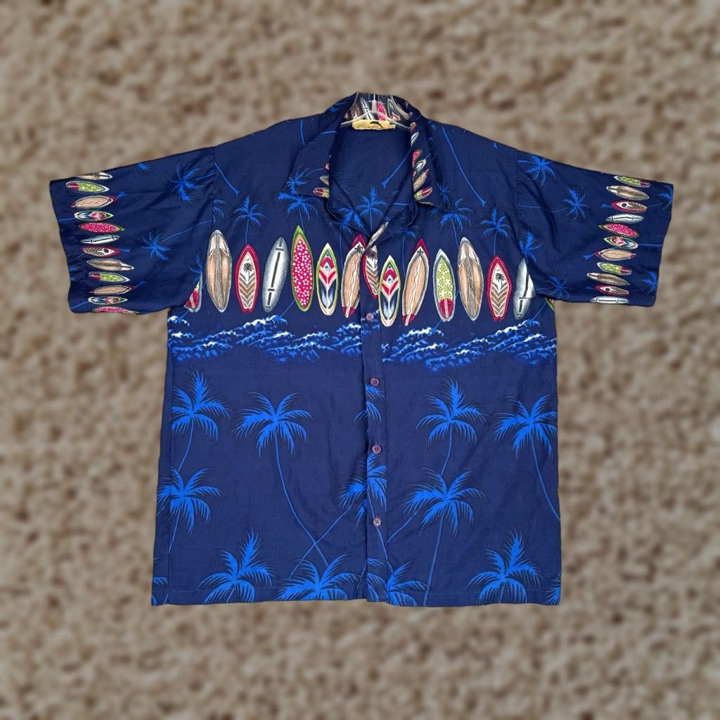 Vintage Ramp Rage Button-Up Shirt Mens XL Blue Floral Resort Aloha Beach Hawaiian Palm Surf Size US XL / EU 56 / 4 - 1 Thumbnail