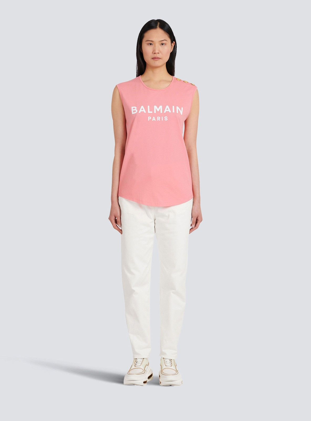 Balmain 2021 Pink Logo Tanktop Size US S / EU 44-46 / 1 - 2 Thumbnail
