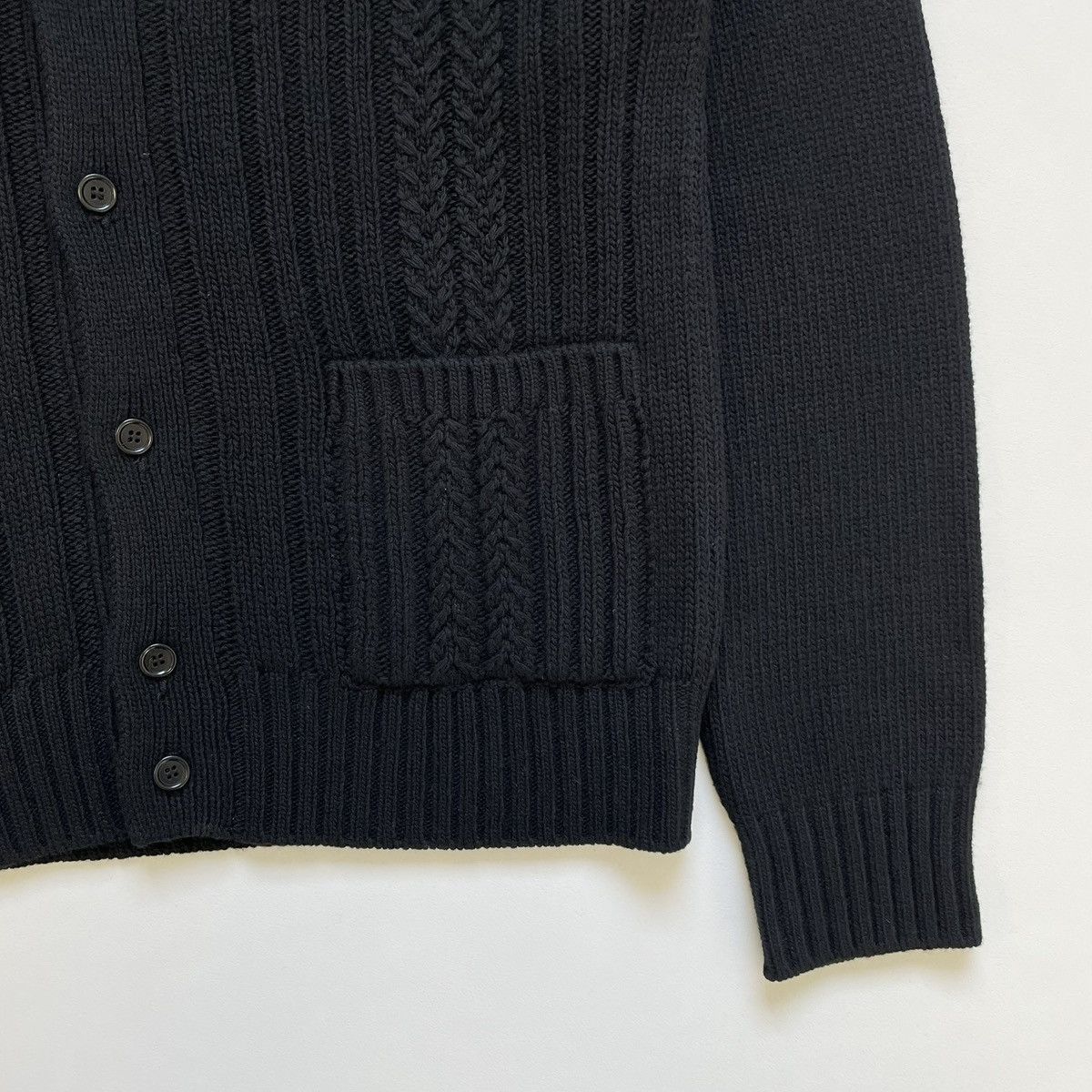Prada A/W 09 Black Wool ‘Ribbed Chevron’ Cardigan Size US M / EU 48-50 / 2 - 9 Thumbnail
