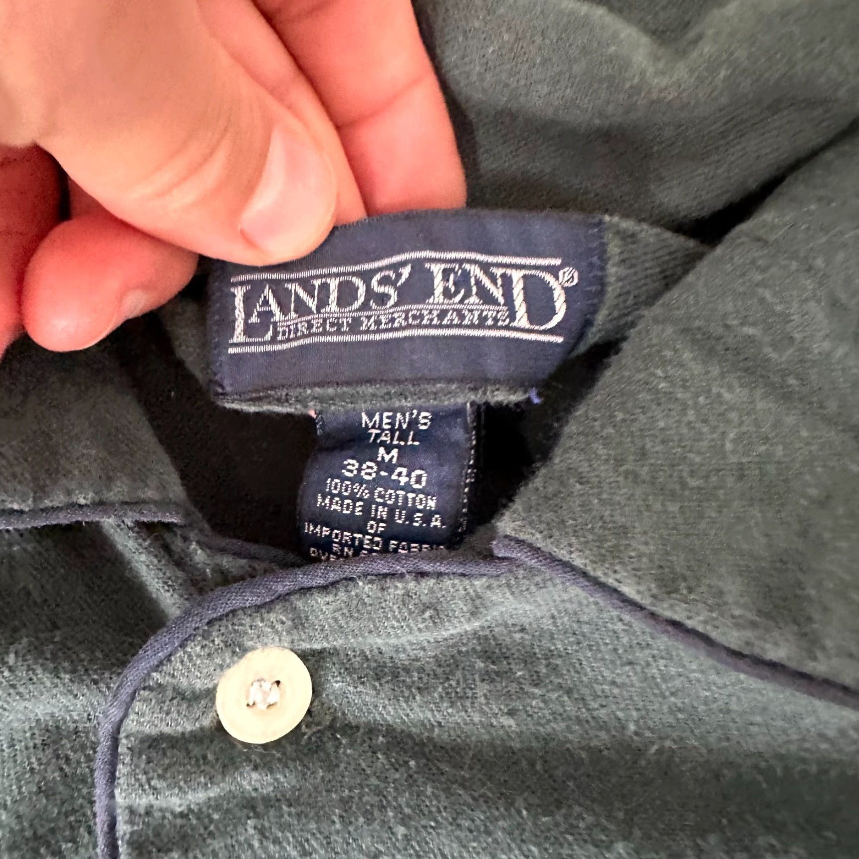 Lands' End VINTAGE Lands' End Shirt Mens Adult Large Green Cotton Flannel Button-Up 90s Mar Pockets Size US L / EU 52-54 / 3 - 6 Thumbnail