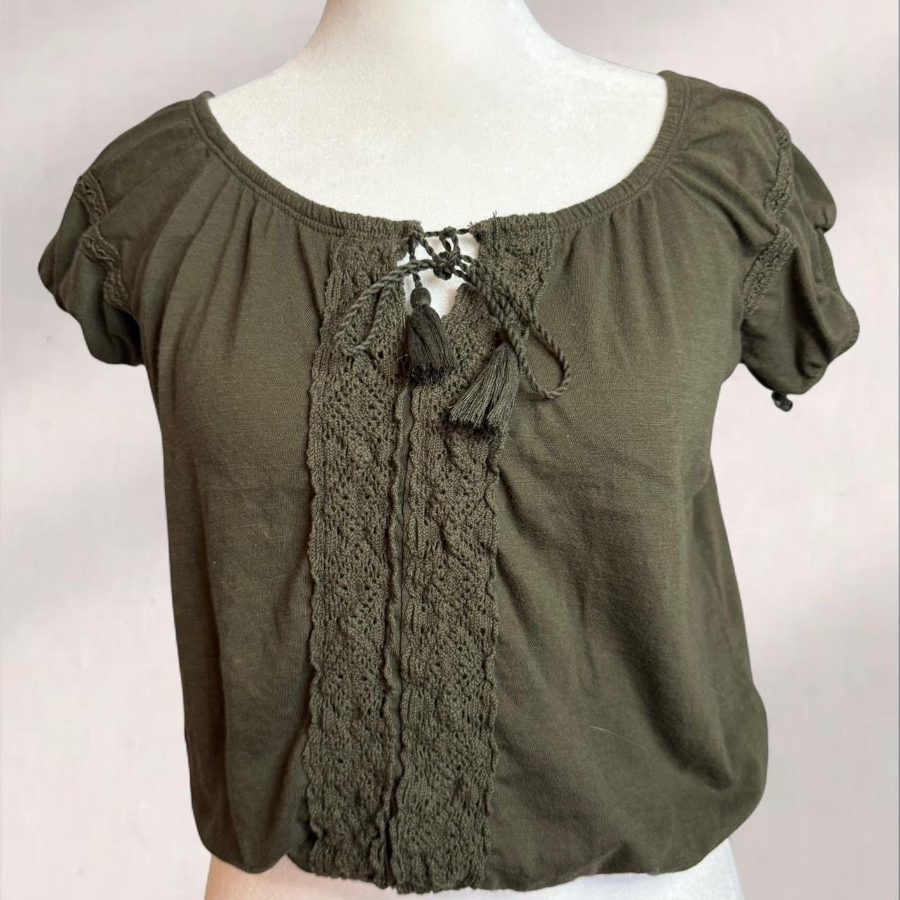 Aeropostale Aeropostale green top with tassels and ruffles Size S Size S / US 4 / IT 40 - 2 Thumbnail