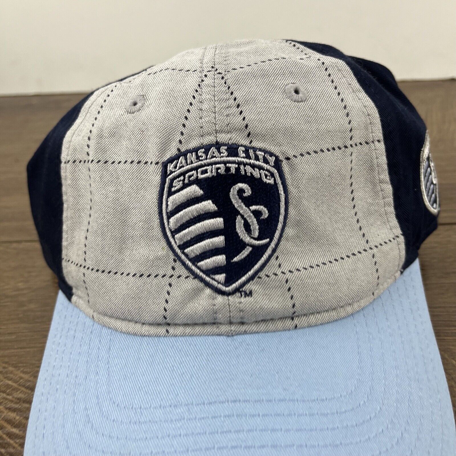 Adidas Kansas City Sporting Hat Adidas Blue Gray Cap Adjustable Gra Size ONE SIZE - 7 Thumbnail