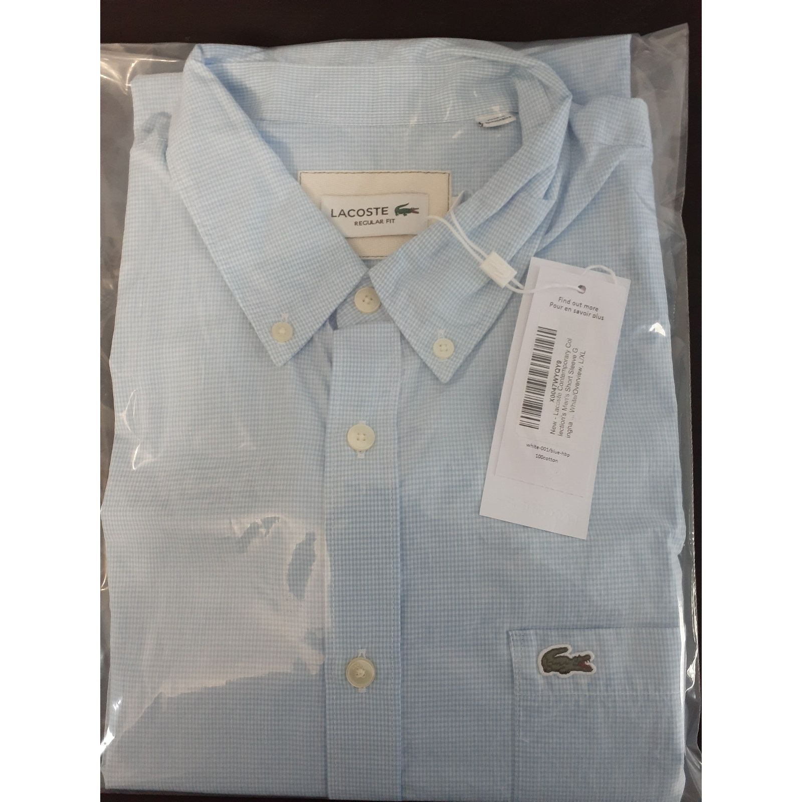 Lacoste Lacoste Mens Collections Short Sleeve Gingham L/XL Size US XL / EU 56 / 4 - 2 Thumbnail