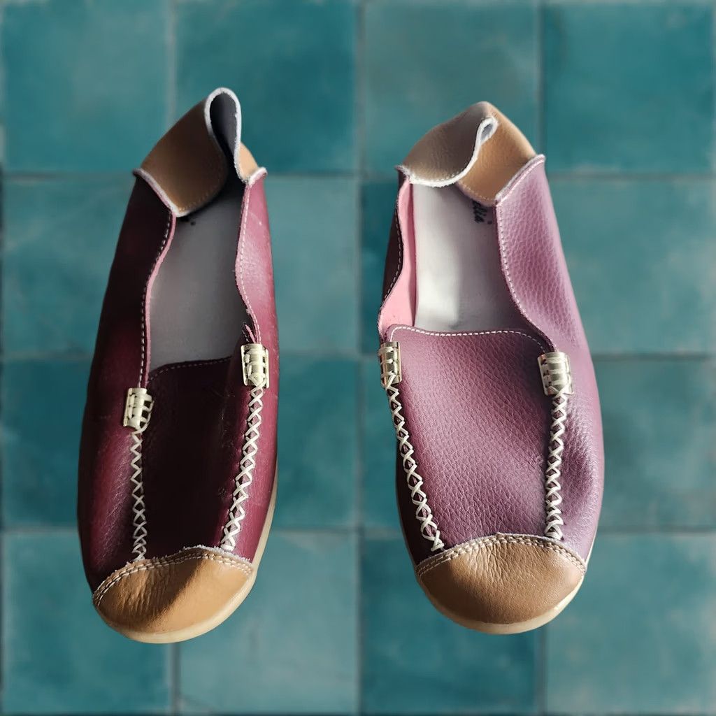 Vintage Celia Women's Driving Loafers Slips On Comfort Leather Burgundy 44 Womens Casual Travel Shoes United States 44 EU 44 Satin? Size US 12 / IT 42 - 1 Thumbnail