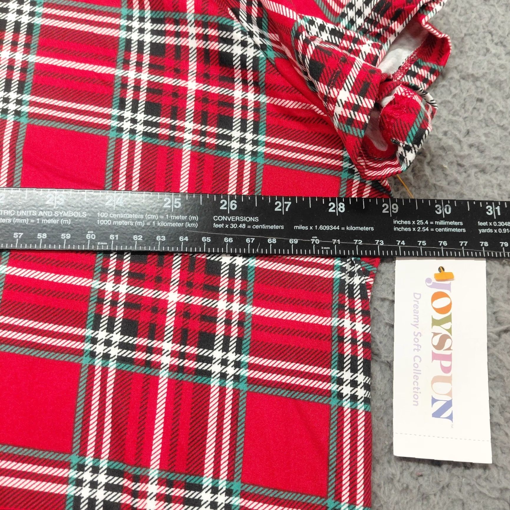 Vintage Joyspun Sleep Shirt Womens 2X-3X Red/Green Plaid Pockets Stretchy Size XXL / US 16-18 / IT 52-54 - 5 Thumbnail