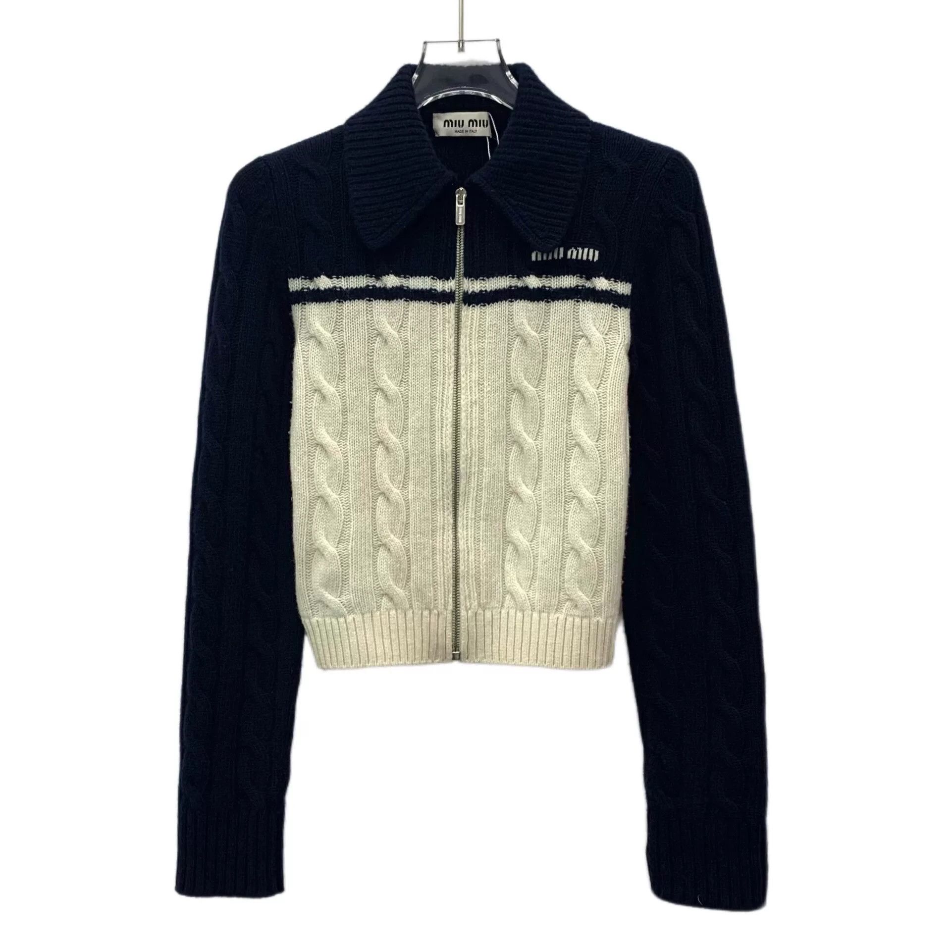 Miu Miu miu miu color-block zip-up knit jacket Size XS / US 0-2 / IT 36-38 - 1 Thumbnail