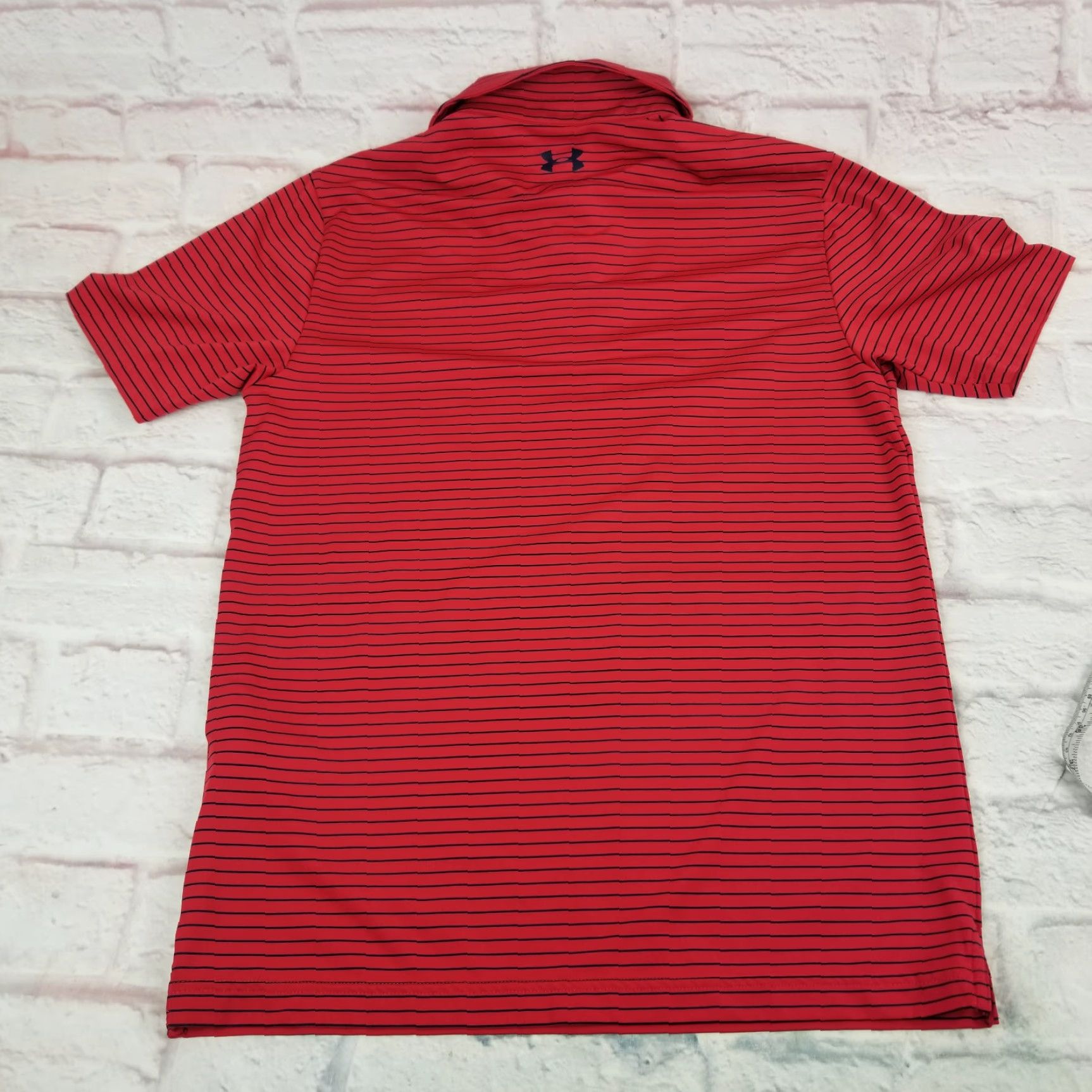Under Armour Under Armour Heatgear Polo Shirt Mens Small Red Striped Short Sleeve Loose Fit Size US S / EU 44-46 / 1 - 3 Thumbnail