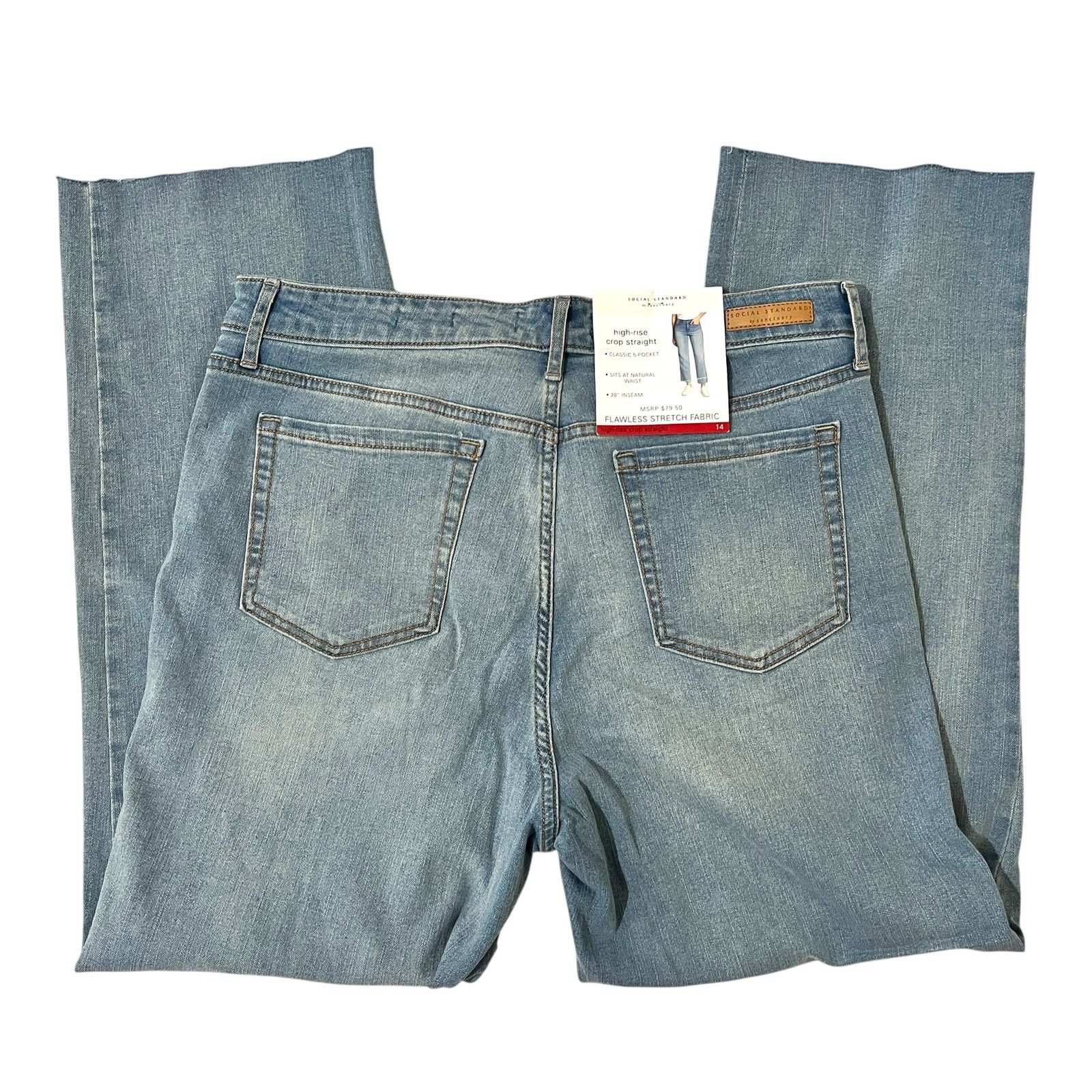 Sanctuary Social Standard High Rise Crop Straight Leg Raw Hem Jeans Size 36" / US 14 / IT 50 - 2 Thumbnail