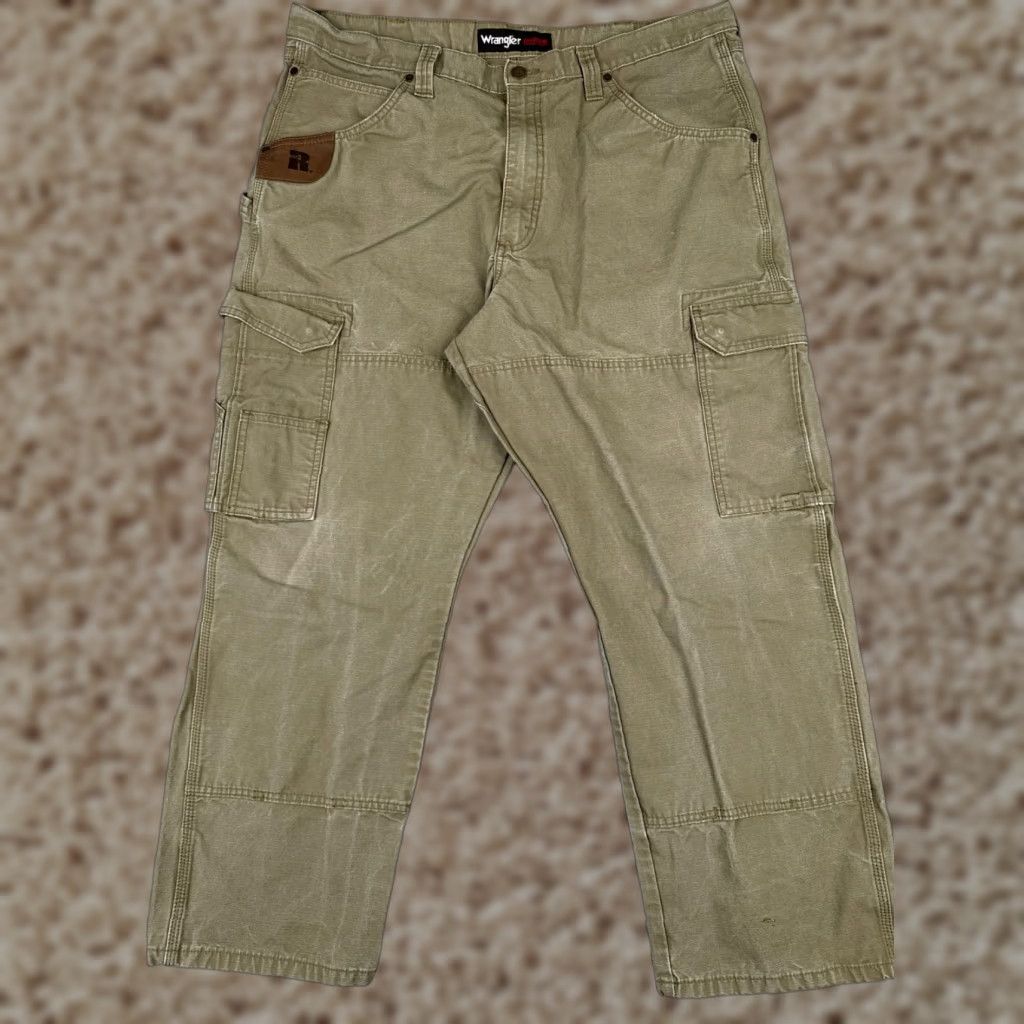 Wrangler Wrangler Pants Men 40 Beige Cargo Twill Workwear Cotton Durable 38x28 READ Size US 40 / EU 56 - 1 Thumbnail