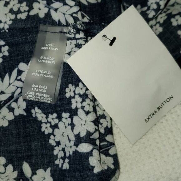 Calvin Klein Calvin Klein Floral 100% Rayon Capped Sleeve Full Button Bel Size S / US 4 / IT 40 - 8 Thumbnail