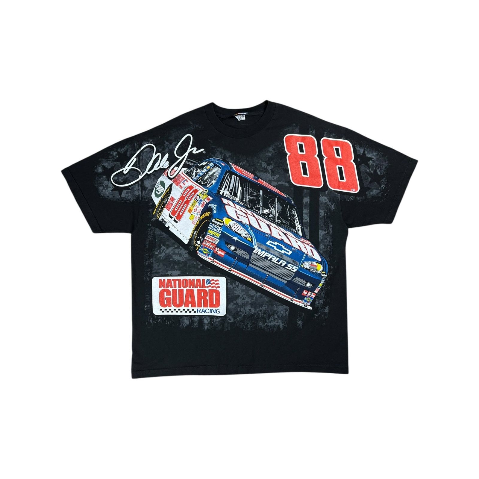 Y2K NASCAR Dale Earnhardt Jr black all over print racing tee