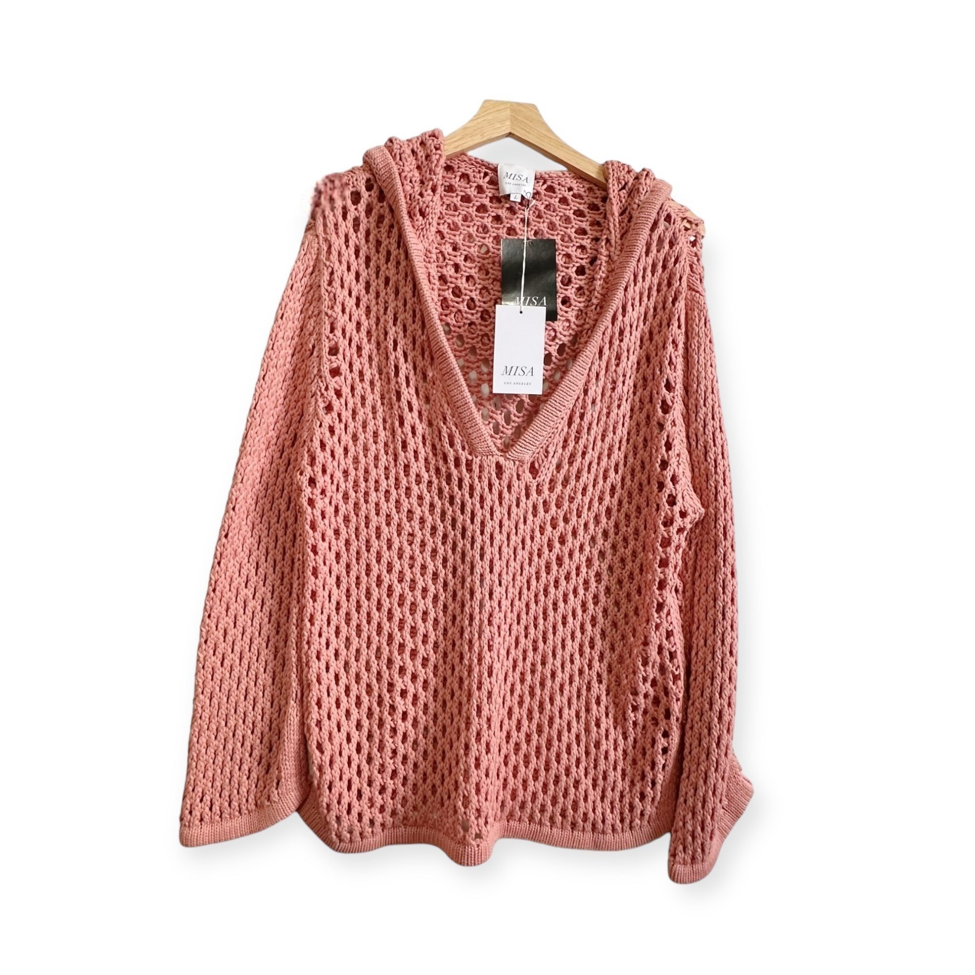 Misa Pink Crochet Hoodie Sweater Shamani Size L