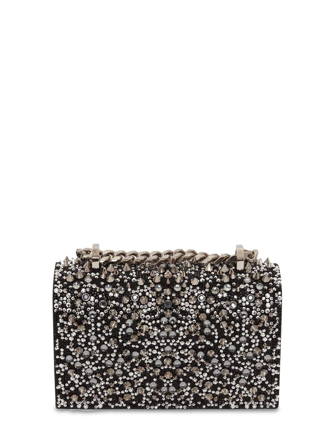 ALEXANDER MCQUEEN Mini Jewelled Black/Silver Bag