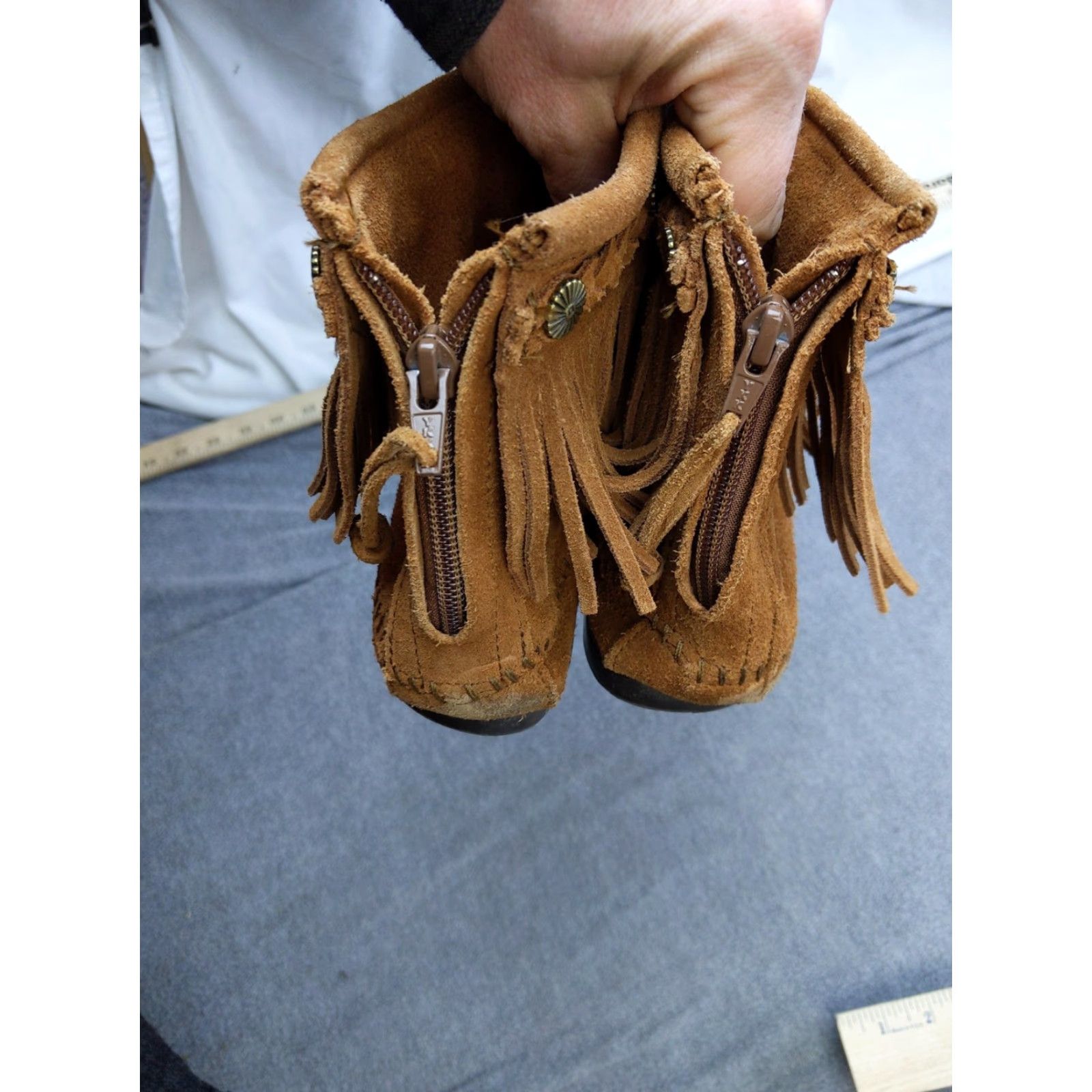 Minnetonka Minnetonka Womens Boots 7.5 Brown Suede Fringe Ankle Zip Booties 292 Size US 8 / IT 38 - 2 Thumbnail