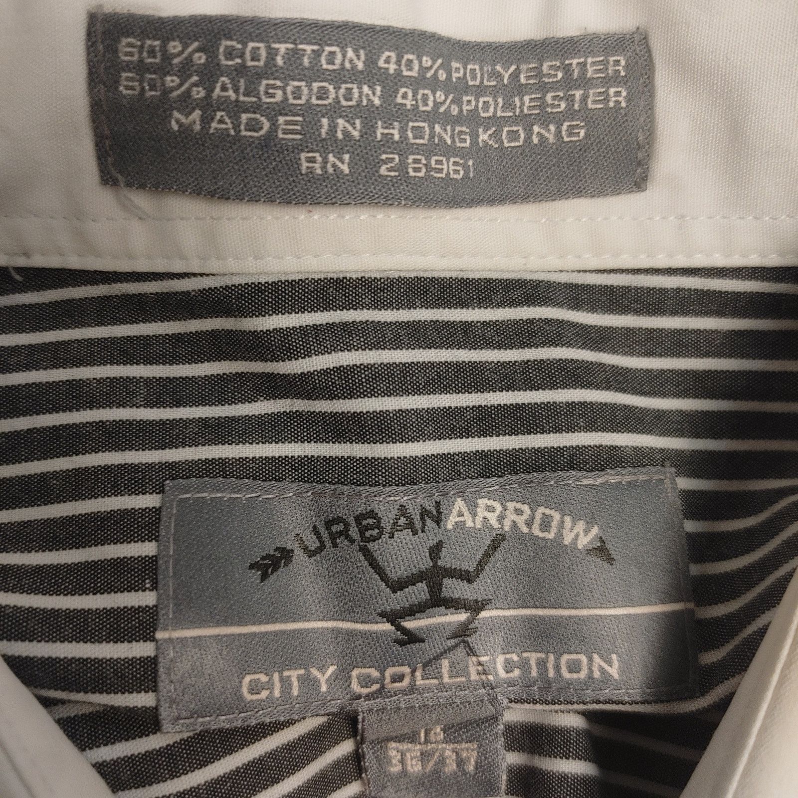 Other VTG Urban Arrow Men's 16 Gray White Stripe Bttn Dwn Shirt Size US M / EU 48-50 / 2 - 3 Thumbnail