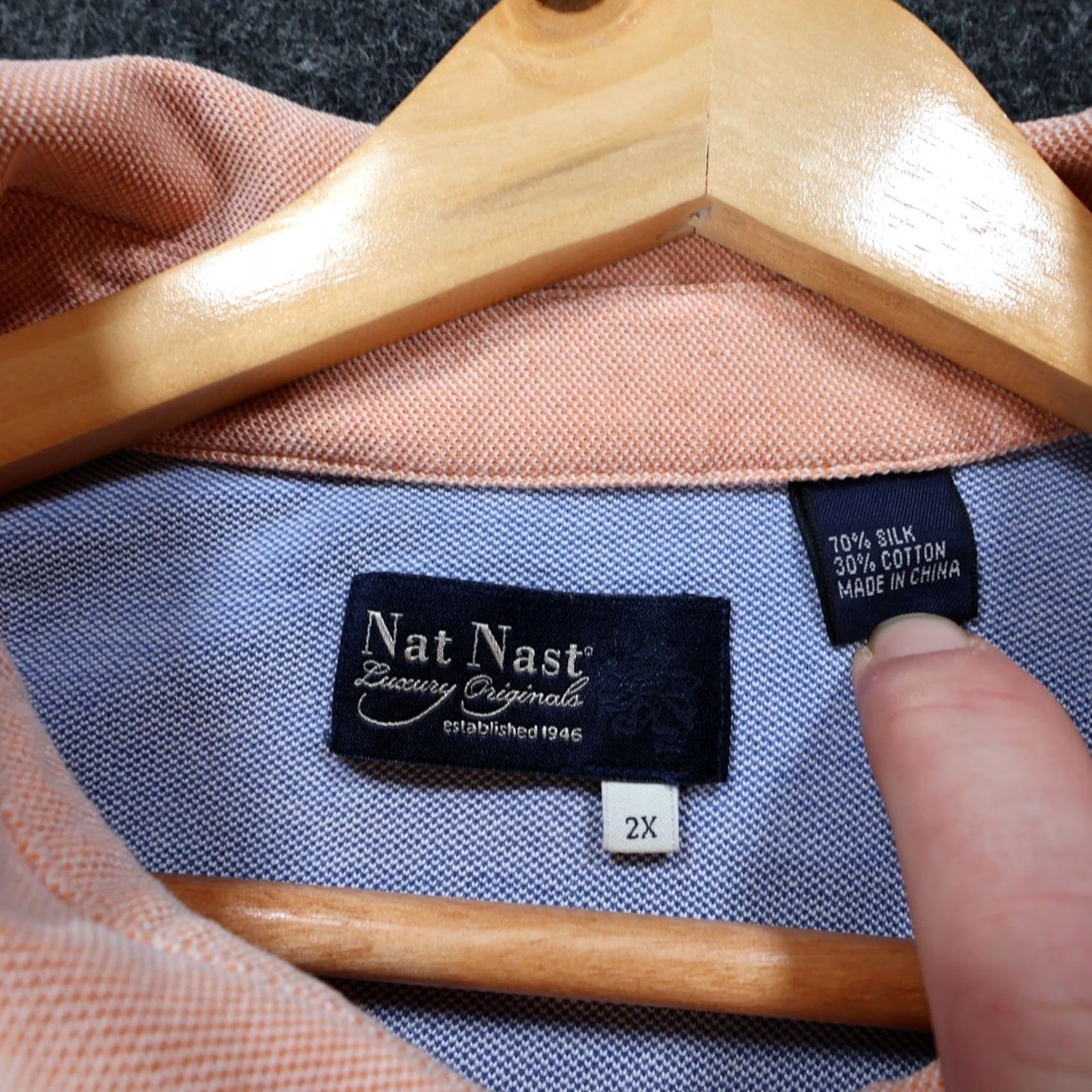 Nat Nast Nat Nast Polo Shirt Mens 2XL Peach Excellent Silk Cotton Blend Short Sleeve Size US XXL / EU 58 / 5 - 7 Thumbnail