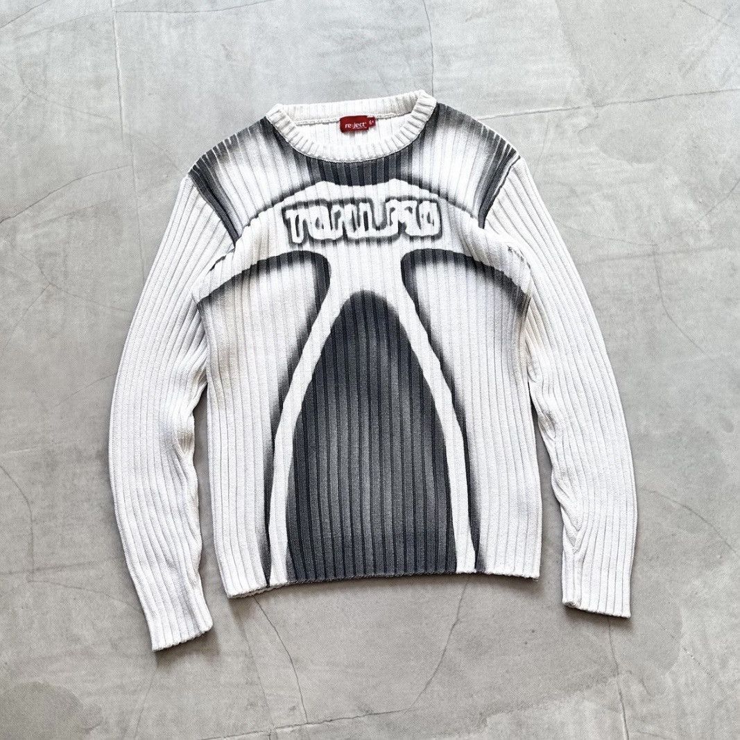 Hysteric Glamour × Undercover 00s Japan Tribal Torso Knit Ribbed Sweater Margiela Vibe Size US M / EU 48-50 / 2 - 1 Thumbnail
