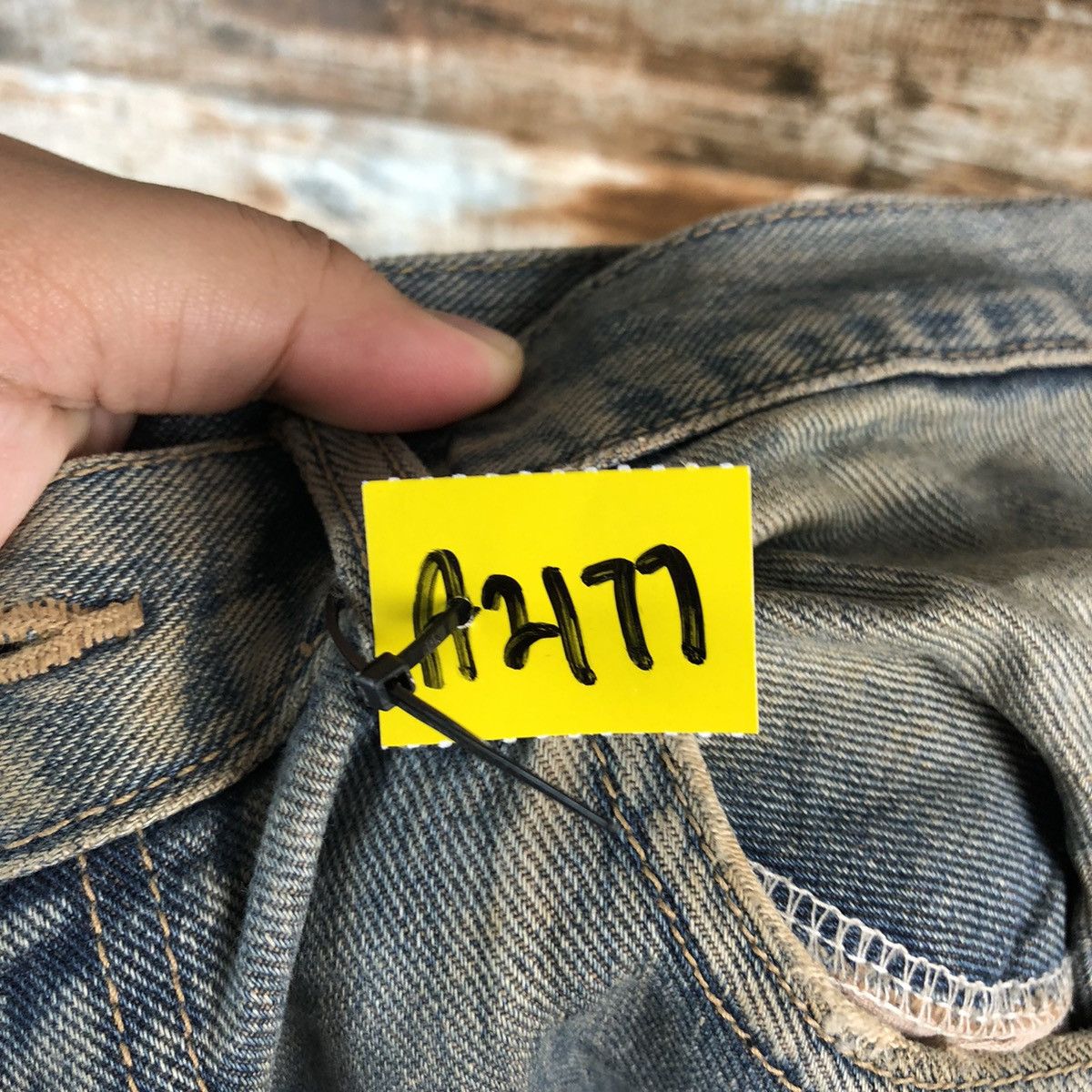GL Hearth Blue patchwork Distressed Denim Pants #A2177