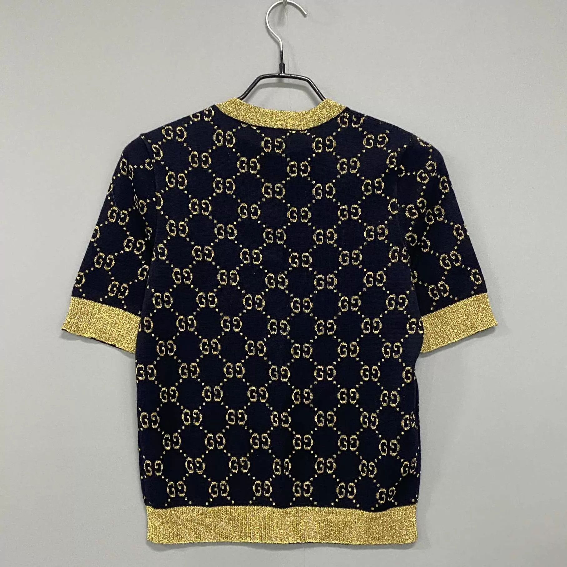 Gucci GUCCI Women's Gold Thread Jacquard Allover-Print Knit SS XS Size XS / US 0-2 / IT 36-38 - 3 Thumbnail