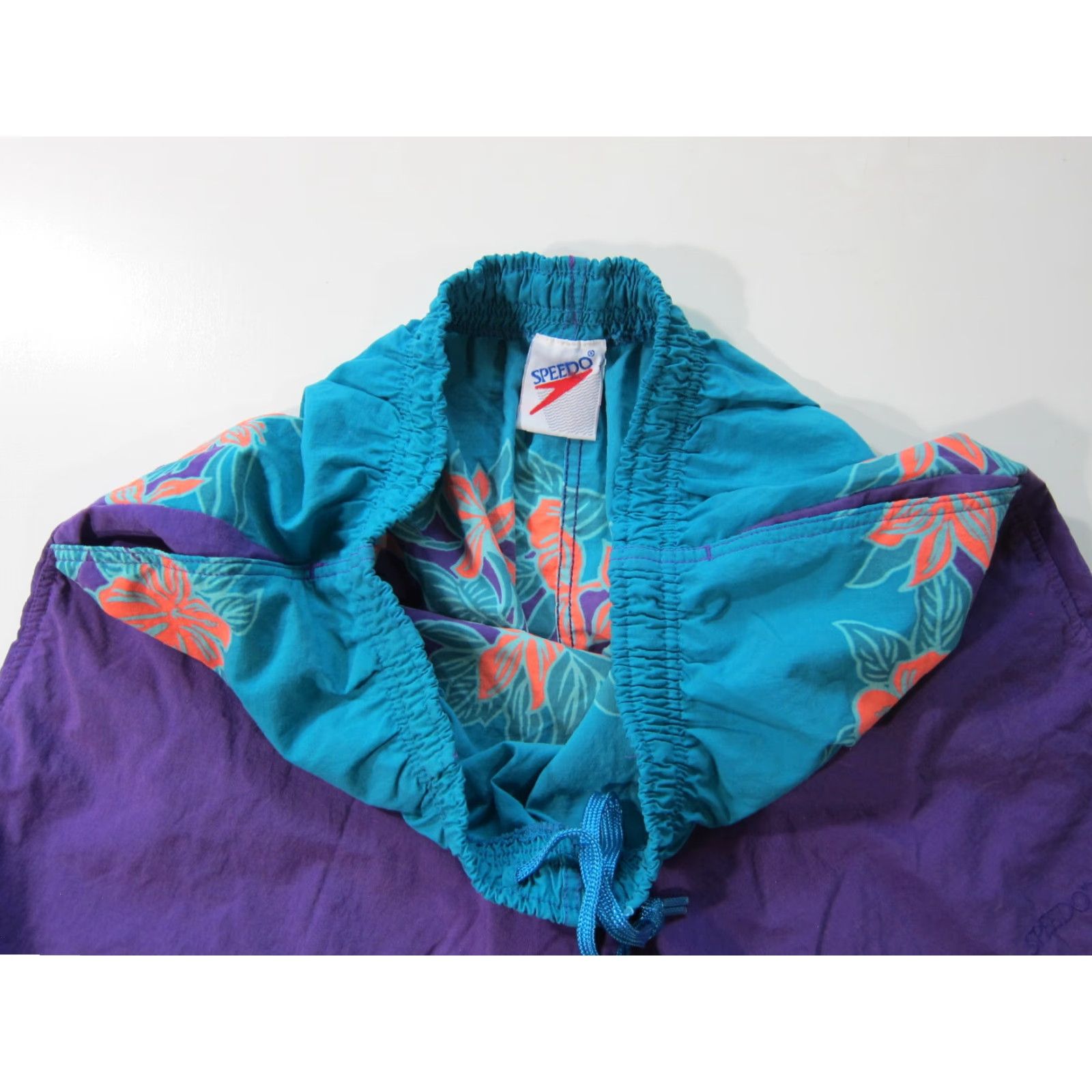 Speedo VINTAGE Speedo Nylon Purple Green Floral Hawaiian Pocket Swim Board Short M-L Size US 34 / EU 50 - 5 Thumbnail