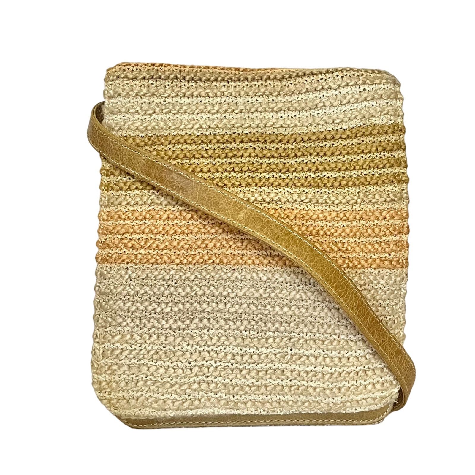 Missoni × Vintage Missoni Vintage Neutral Striped Knit Leather Flap Belt Bag Size ONE SIZE - 1 Thumbnail