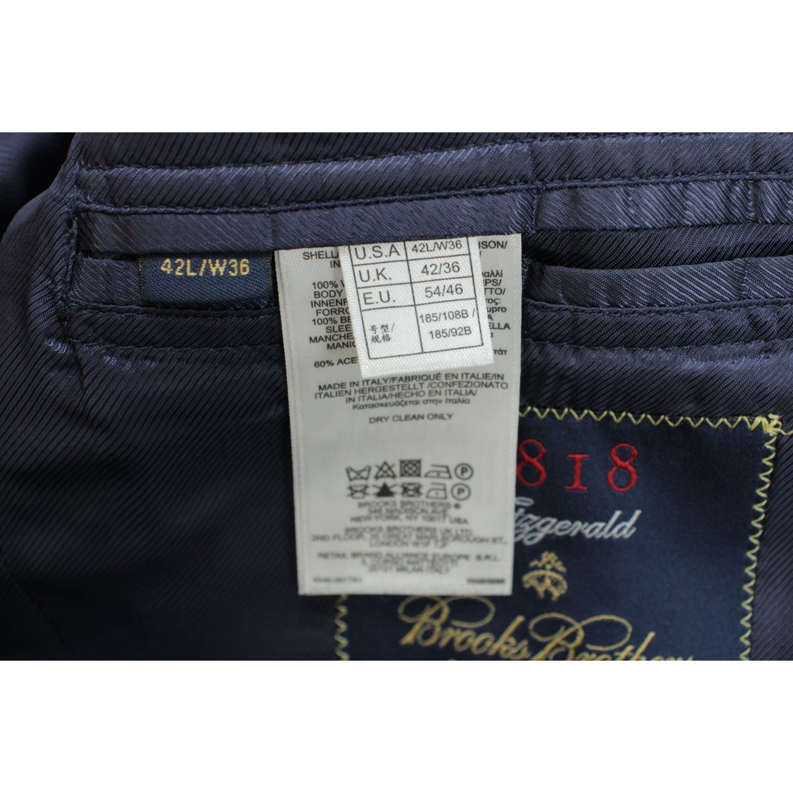Brooks Brothers Brooks Brothers Blazer Mens 42L Blue Fitzgerald 100% Wool Size 42L - 6 Thumbnail
