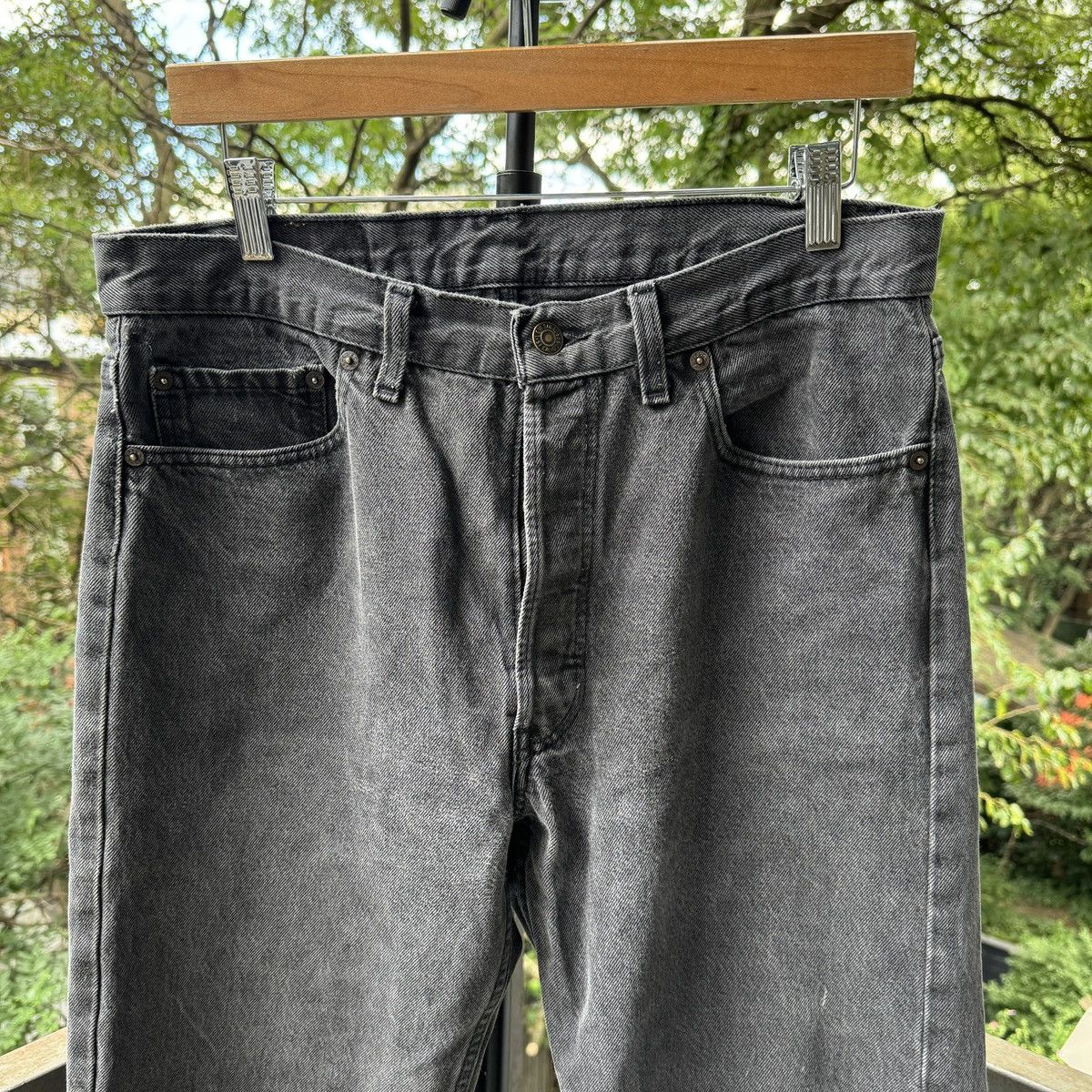 Vintage 90s Faded Black Levi's 501 Jeans ERD Grunge Chrome USA Size US 34 / EU 50 - 3 Thumbnail