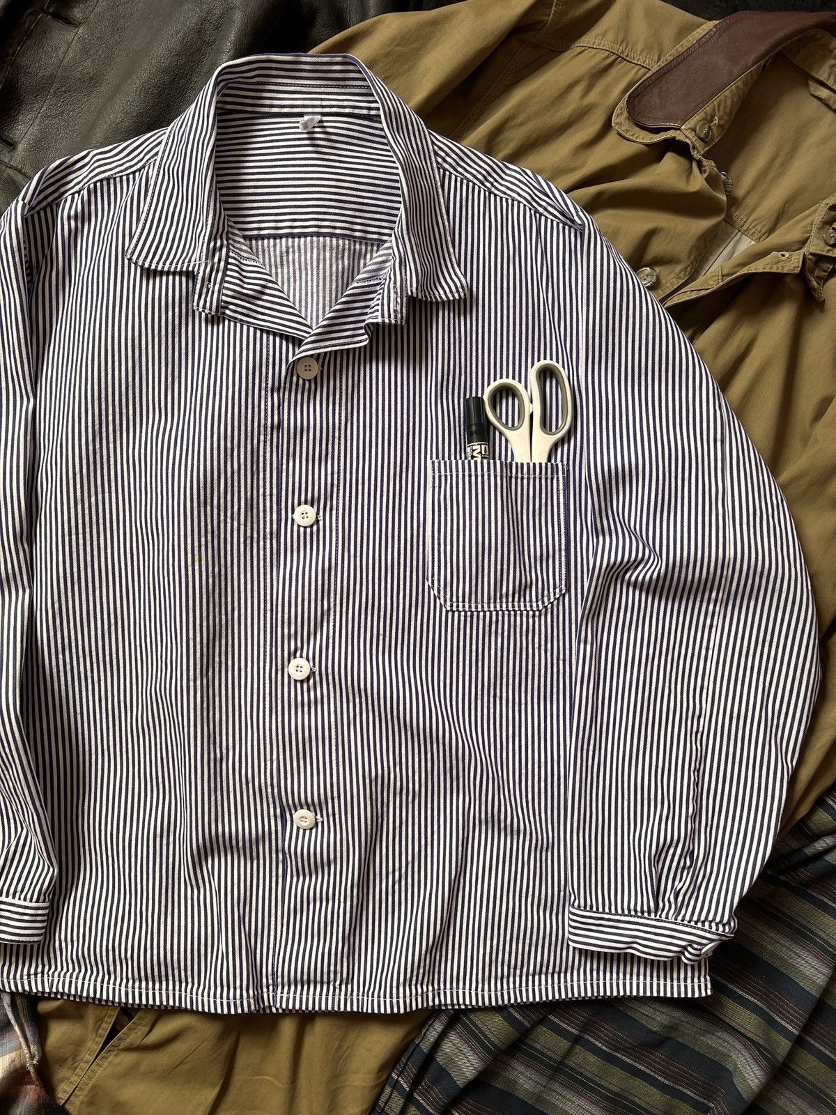 Le Laboureur Vintage Striped Workwear Chore Jacket Vetra Antique Robe Size US XL / EU 56 / 4 - 4 Thumbnail