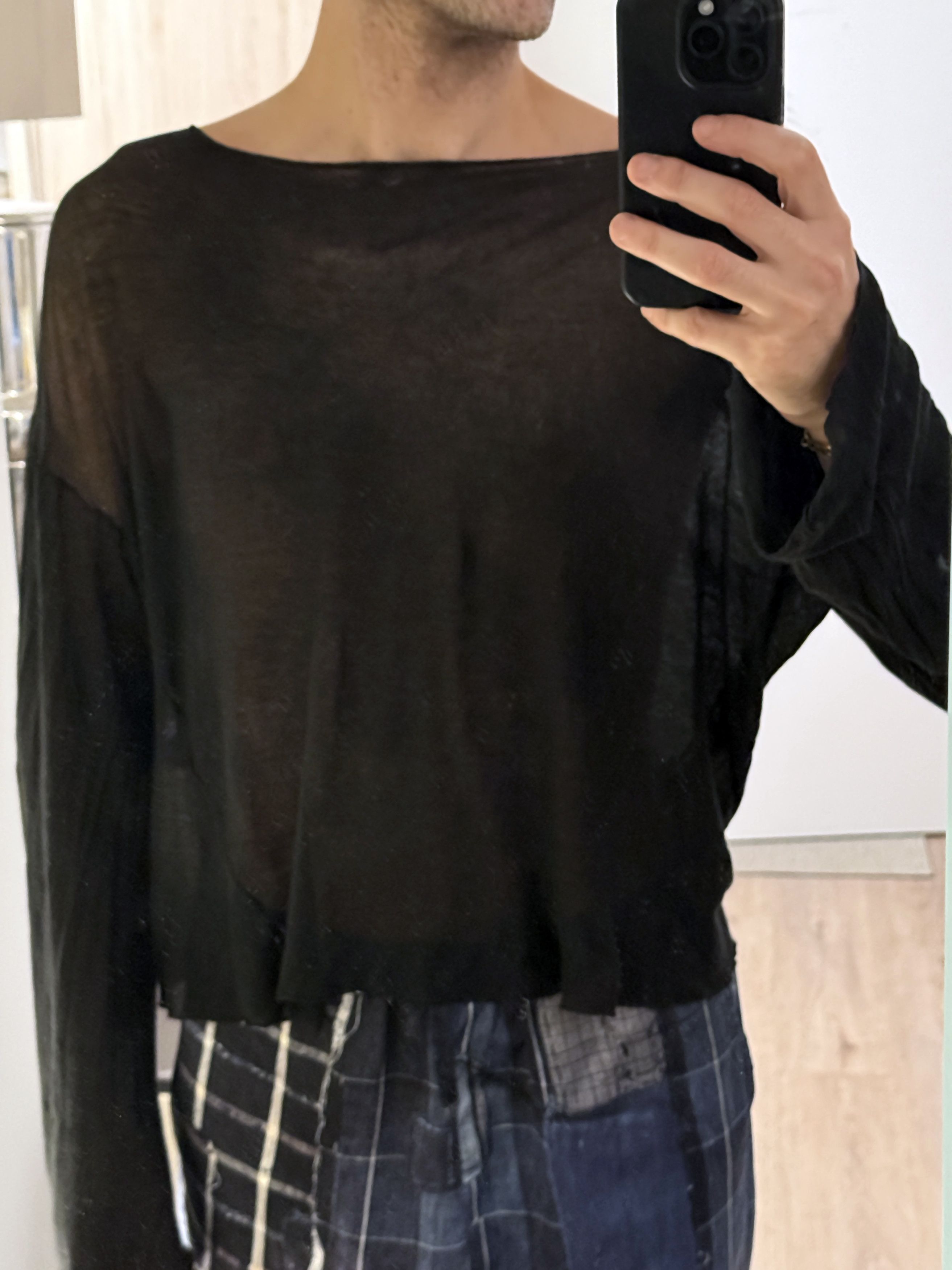 Gabriella Coll Garments Loose Sheer Black Flowy Top Size US M / EU 48-50 / 2 - 1 Thumbnail