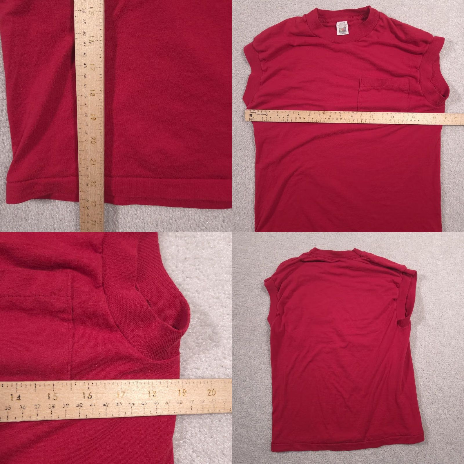 Fruit Of The Loom Fruit Of The Loom Shirt Mens Large Red Pocket Sleeveless Cutoff Tee Crewneck Size US L / EU 52-54 / 3 - 8 Thumbnail
