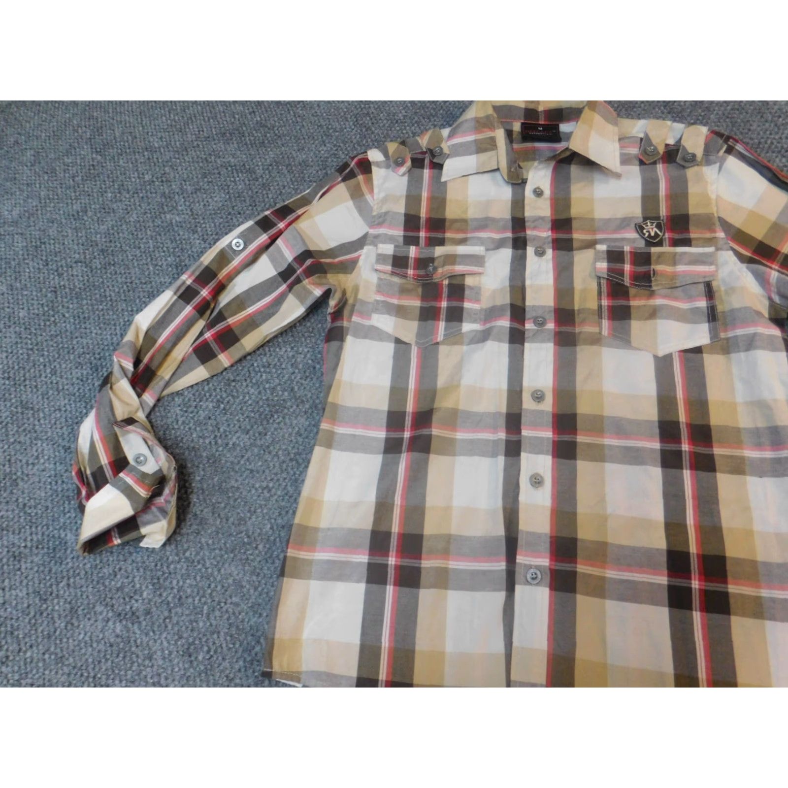 Vintage Red Ape Mens Shirt Long Sleeve Button Down Knit Plaid Cotton Polyester M Red Regular Button-Up Collar Down Theme Logo Western All Seasons Mens Size US M / EU 48-50 / 2 - 3 Thumbnail