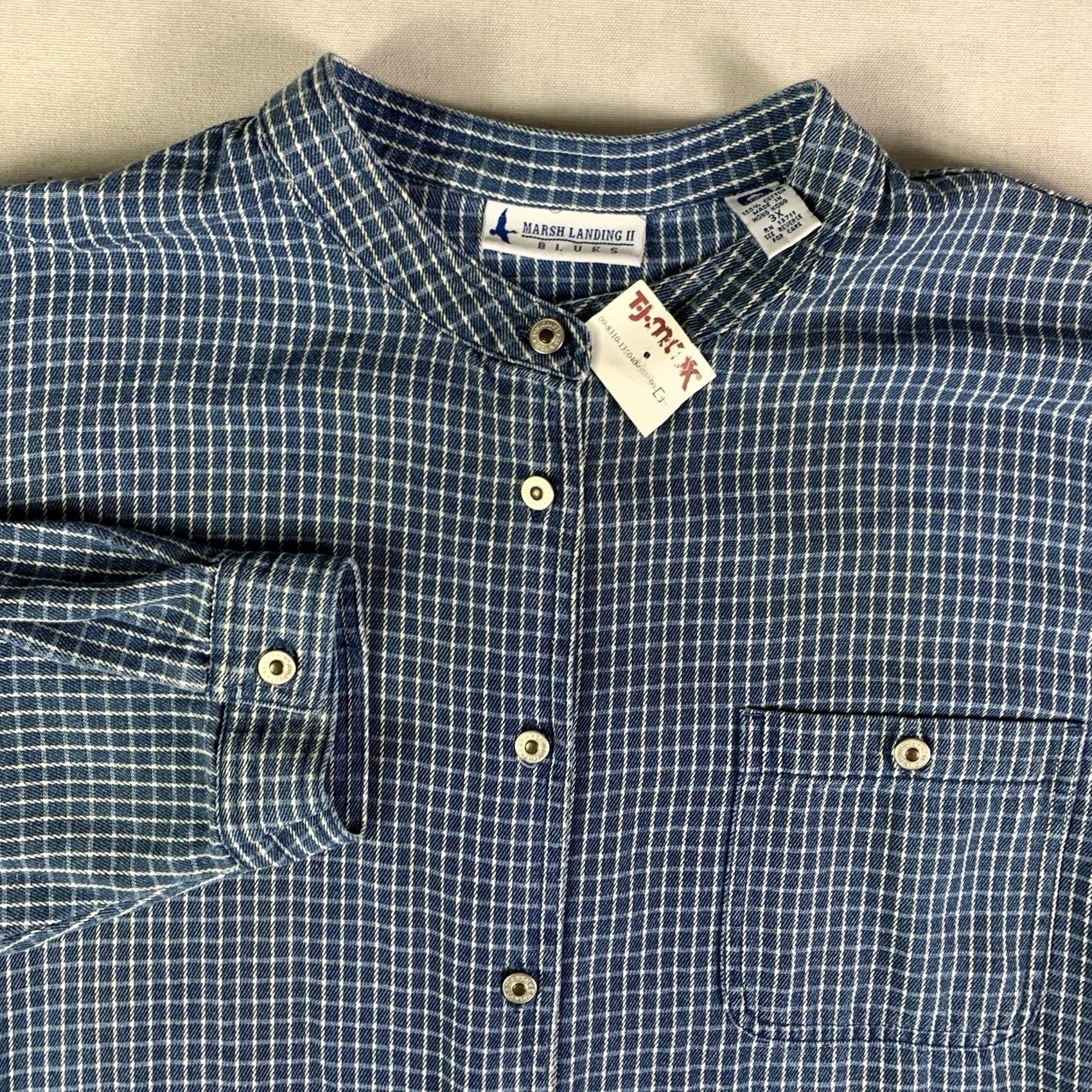 Vintage vtg Marsh Landing II Shirt Womens 3X chambray Mandarin collar button up Workwear Size XXL / US 16-18 / IT 52-54 - 2 Thumbnail