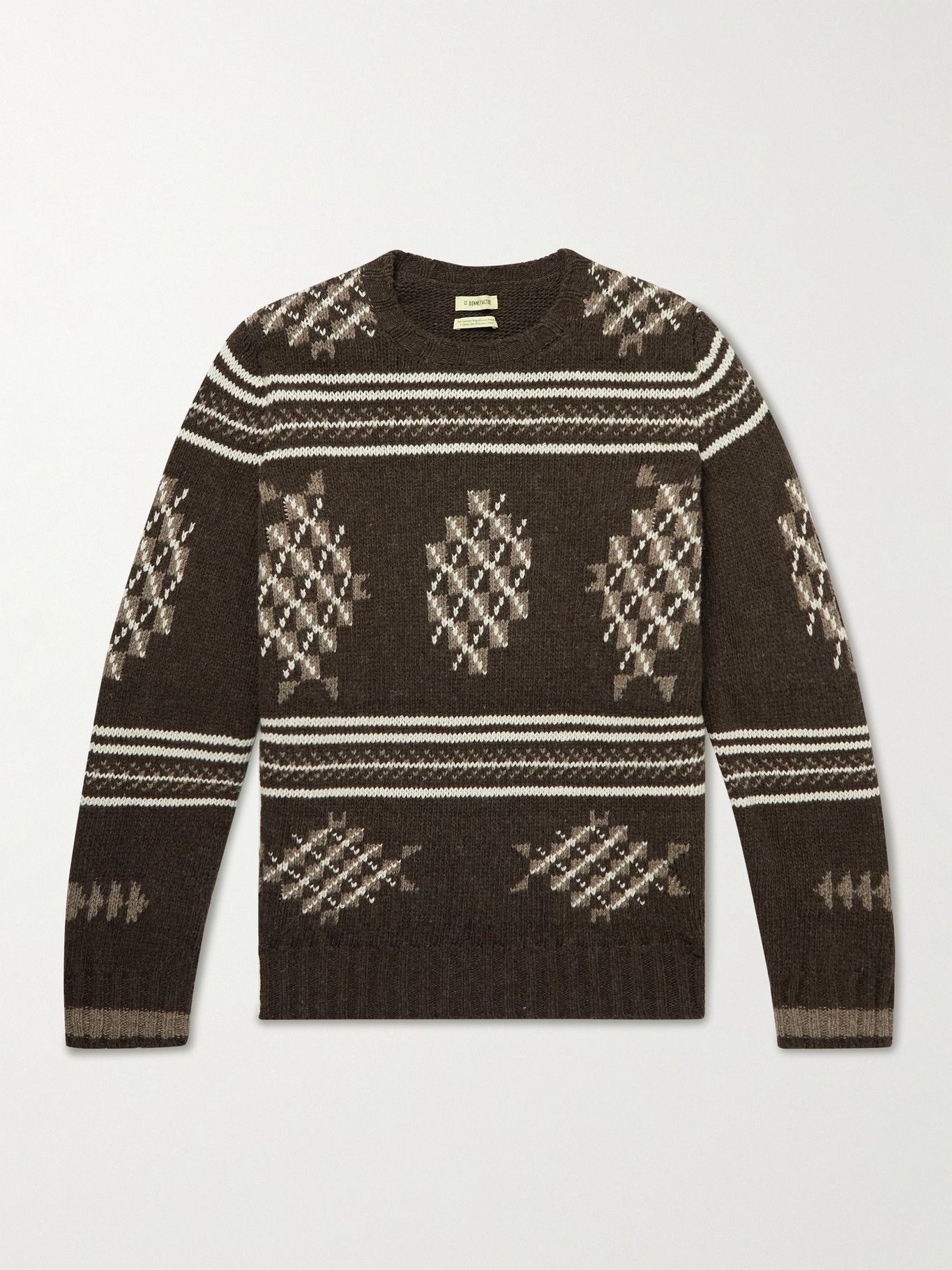 De Bonne Facture Brown Folk Wool-Jacquard Sweater Size US S / EU 44-46 / 1 - 12 Thumbnail