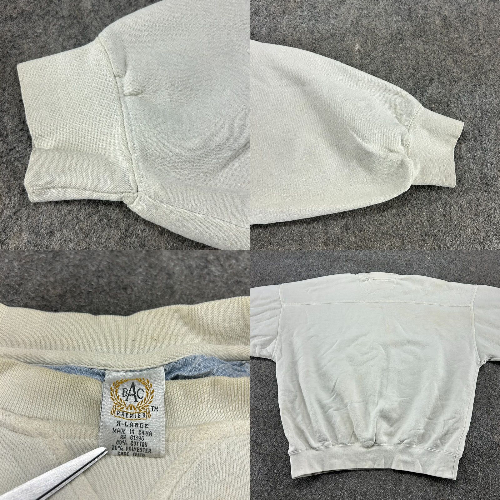 Vintage VINTAGE BAC Premier Sweatshirt Mens XL White Pullover Crew Neck Cotton Polyester Fleece Embroidered 90s Size US XL / EU 56 / 4 - 9 Thumbnail