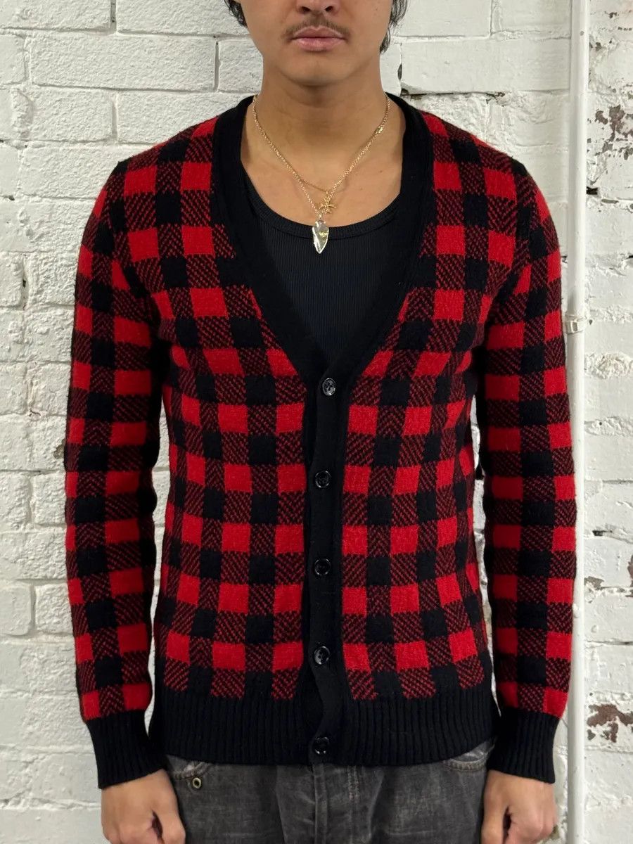 Saint Laurent Paris FW2014 Saint Laurent Alpaca Wool Red & Black Checkered Cardigan Size US S / EU 44-46 / 1 - 2 Thumbnail