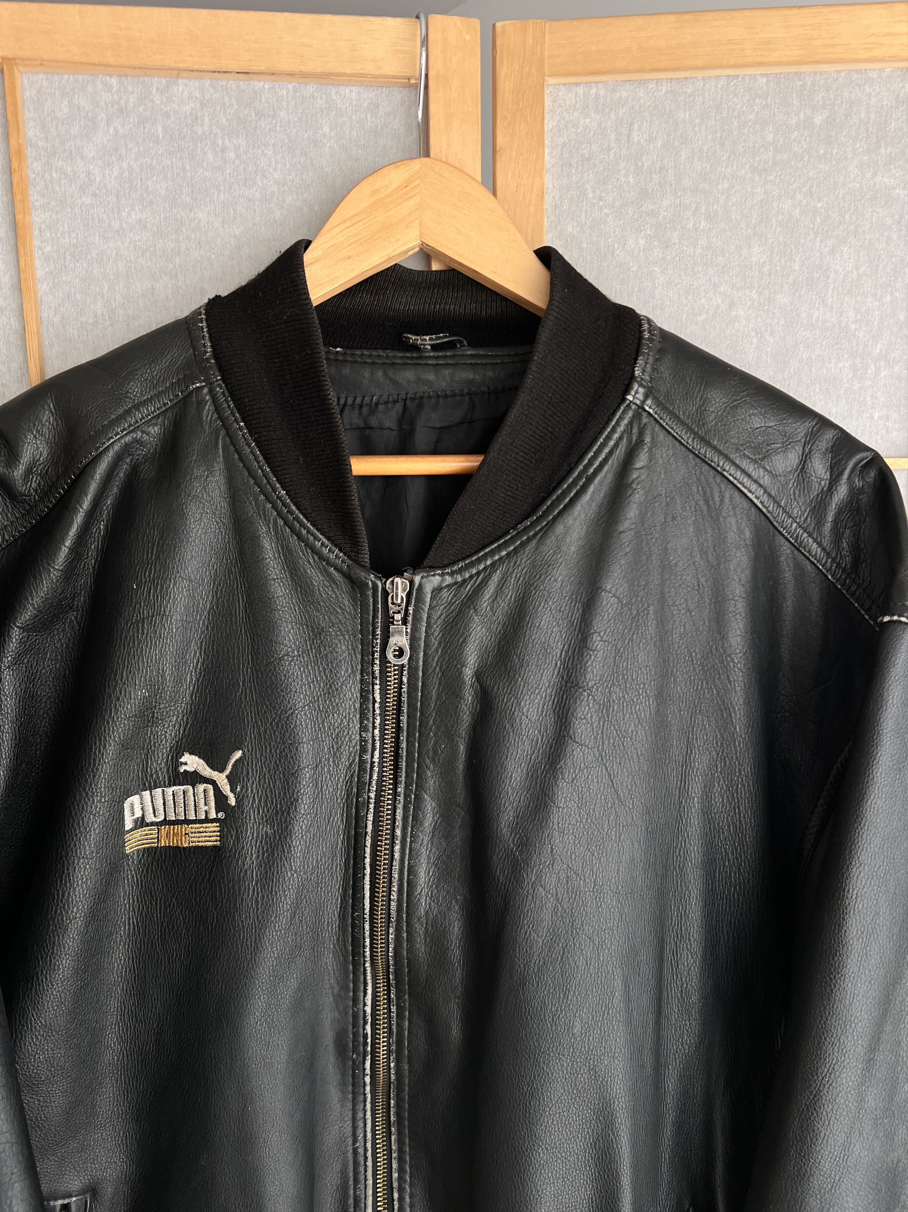 Puma PUMA KING rare vintage 1985 boxy bomber leather jacket baggy Size US L / EU 52-54 / 3 - 6 Thumbnail