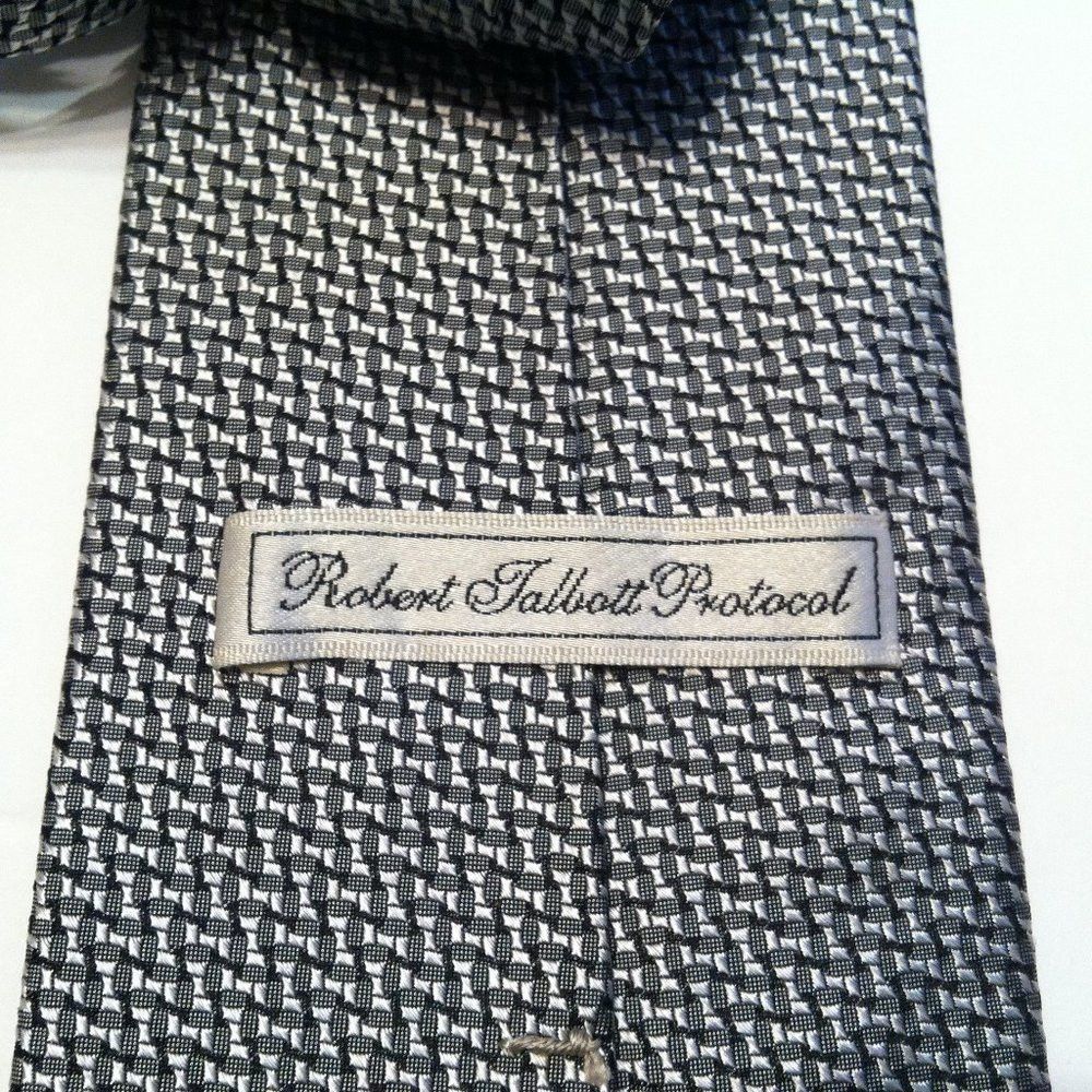 Robert Talbott ROBERT TALBOTT MENS NEW SILVER SILK TIE WIDTH: 3 3/4" Size ONE SIZE - 7 Thumbnail