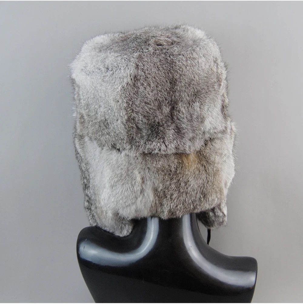 Other Warm Natural Rabbit Fur Bomber Hat With Earflaps Size ONE SIZE - 3 Thumbnail