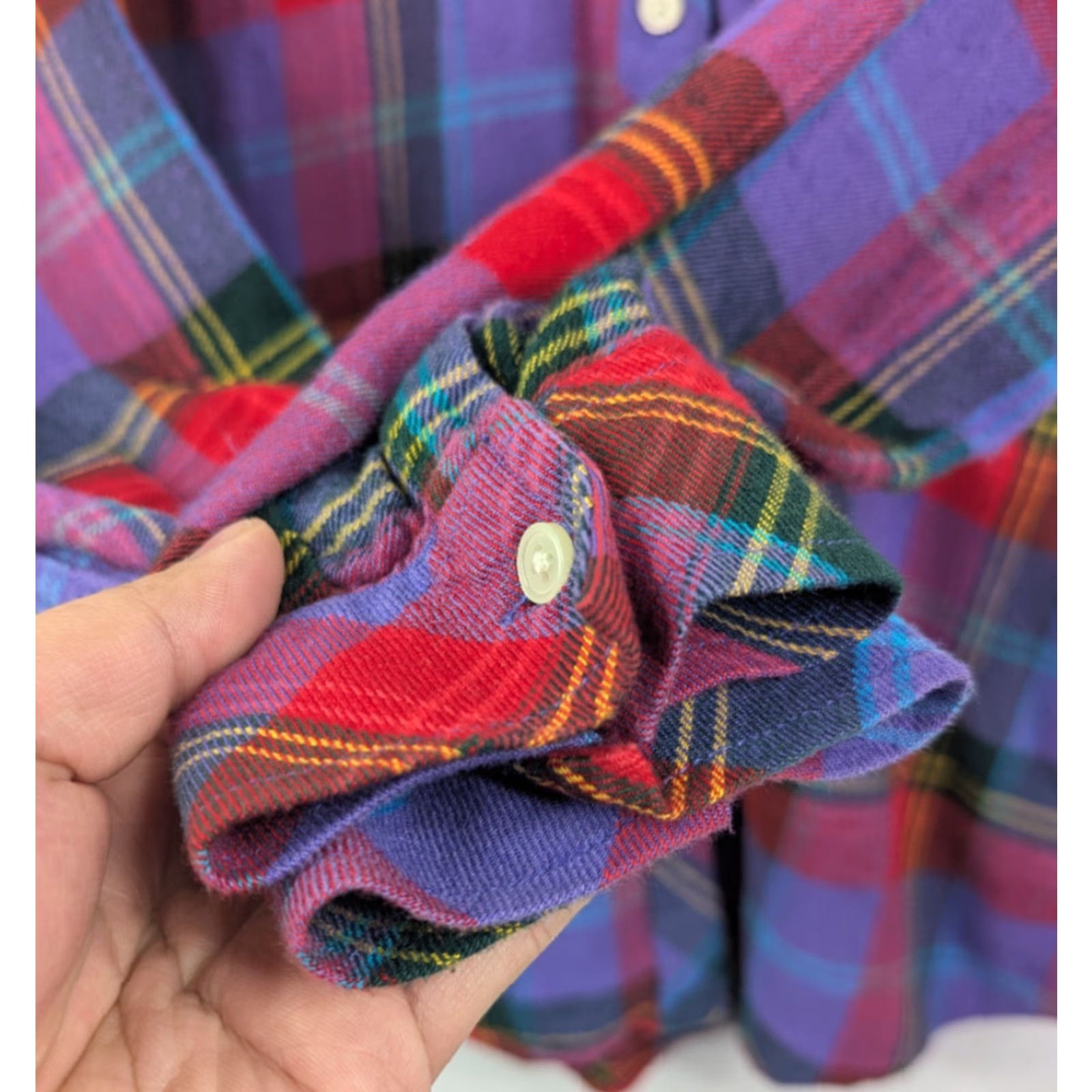 Gap GAP Plaid Shirt Purple Flannel Button-Up Long Sleeve Size Medium Women Casual, Travel Basic Lightweight Cotton Blend Autumn Spring Winter Size M / US 6-8 / IT 42-44 - 3 Thumbnail