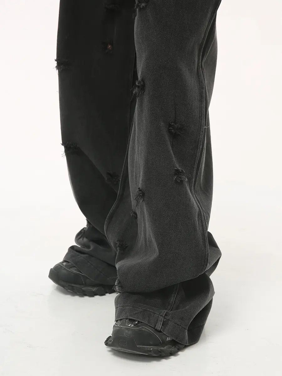Japanese Brand × Jean Embroidery Patchwork Distressed Baggy Black Jeans Size US 28 / EU 44 - 3 Thumbnail