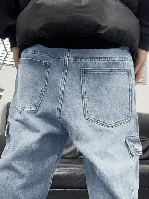 Japanese Brand Washed Cargo Drip Jeans Size US 34 / EU 50 - 4 Thumbnail