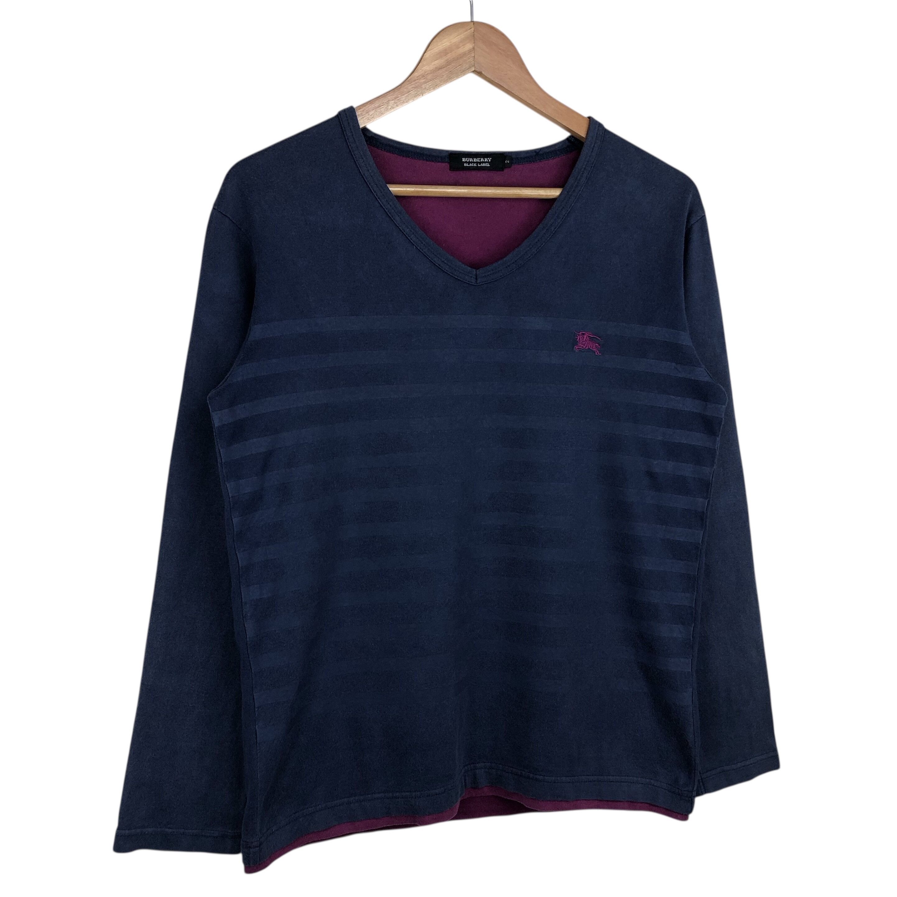 Burberry Burberry Black Label V-Neck Long Sleeve Stripe Tee S Size US S / EU 44-46 / 1 - 8 Thumbnail