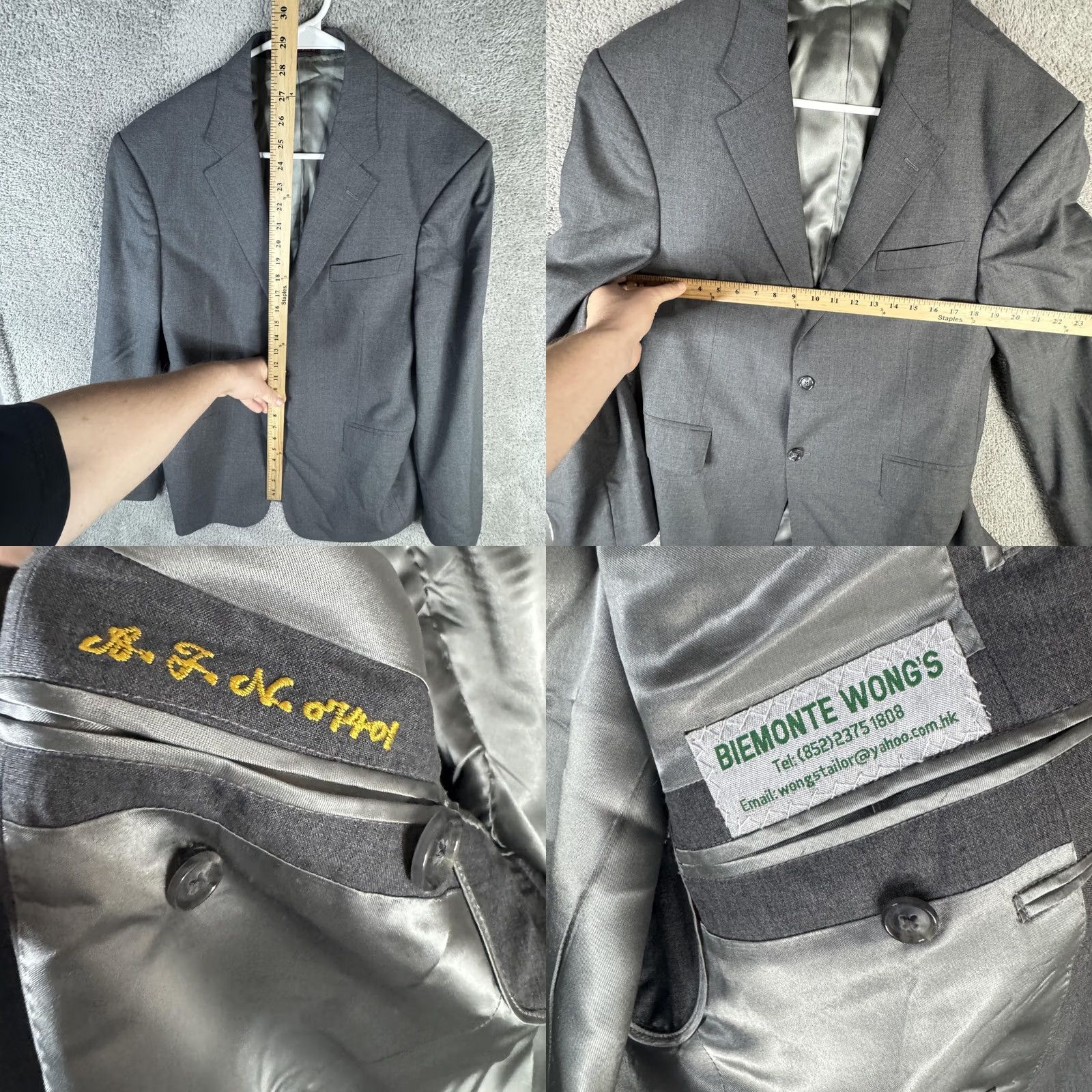 Vintage Vitale Barberis Canonico Gray Wool Blazer Mens L Notch Lapel Single-Breasted 4-Button Cuffs Classic Fit Jacket Size 42R - 8 Thumbnail