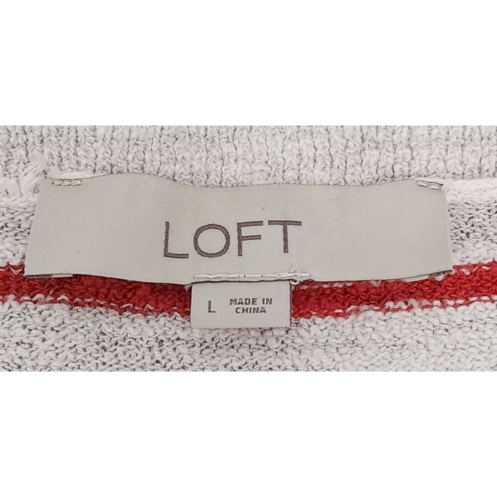 Loft Loft Red Cream Striped Tight Knit Top Large Lightweight Soft Size L / US 10 / IT 46 - 4 Thumbnail