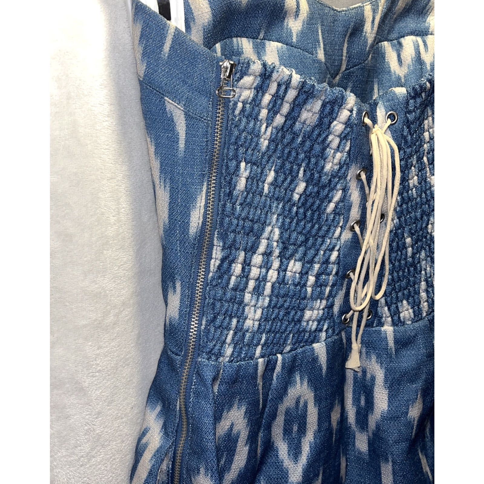 Dolce Vita Dolce Vita Women’s Strapless XS Light Blue South West Print Dress W/ Lace Up Back Size XS / US 0-2 / IT 36-38 - 6 Thumbnail