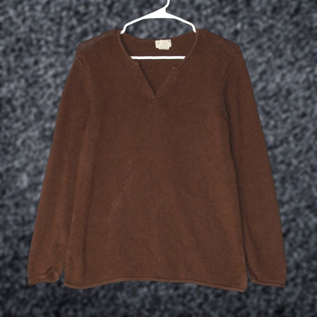 Vintage VINTAGE? LL Bean Sweater Womens M Brown Silk Cotton Blend V Neck Split Hem Size M / US 6-8 / IT 42-44 - 1 Thumbnail