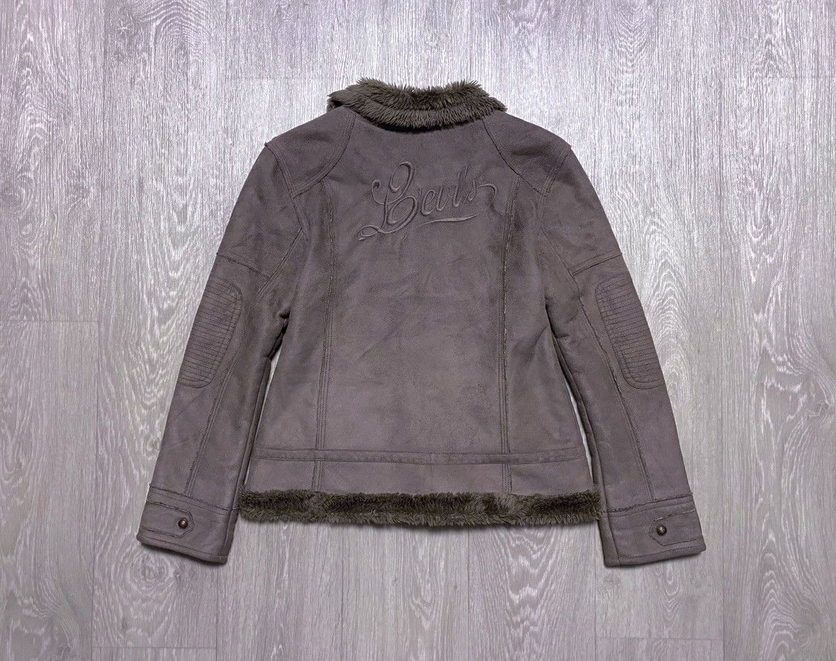 Levi's BigLogo Embroidery Faux Fur Shearling Coat Asymmetric Jacket Size S / US 4 / IT 40 - 2 Thumbnail